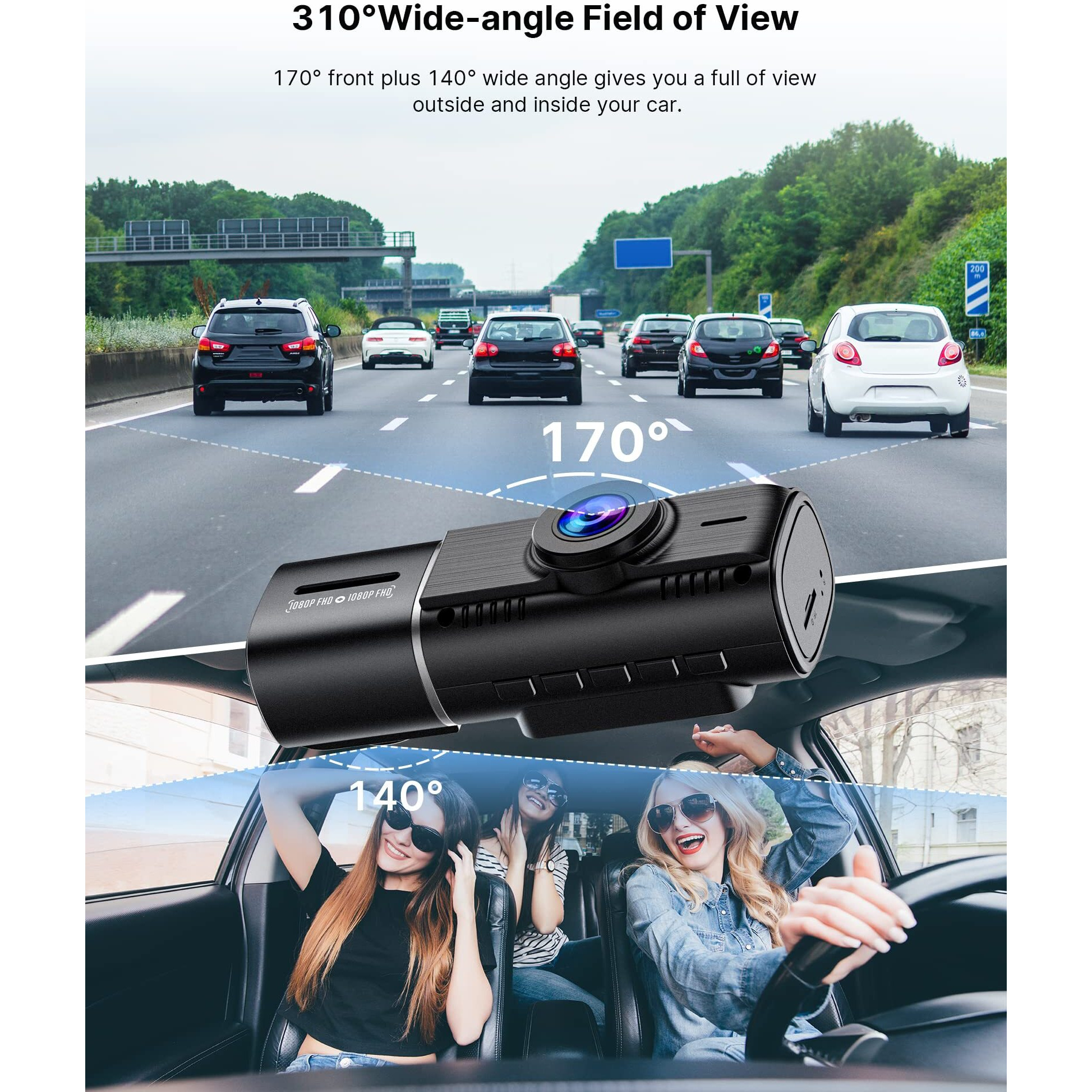 Dual Dash Cam Front And Inside 1080P Dash Camera For Cars Ir Night Vision Car Camera For Taxi Accident Lock Parking Monitor 2 Mounting Options 64Gb Sd Card