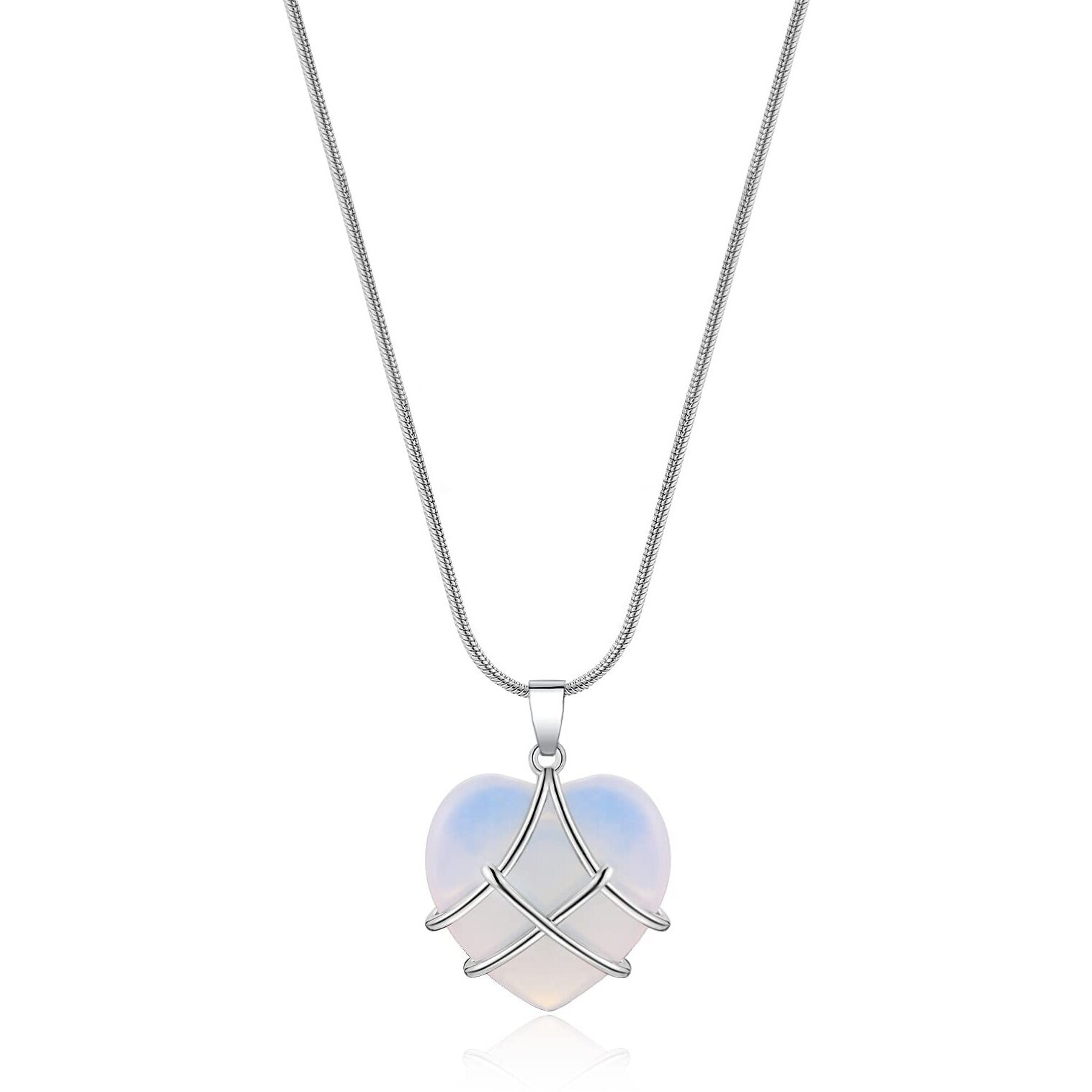 Idesign Bste Friend Necklac Diamond Castle Rose Quartz Heart Opal Necklace For Women Girls Birthday Gift, Mother's Day Necklace(Opal Stone Necklace)