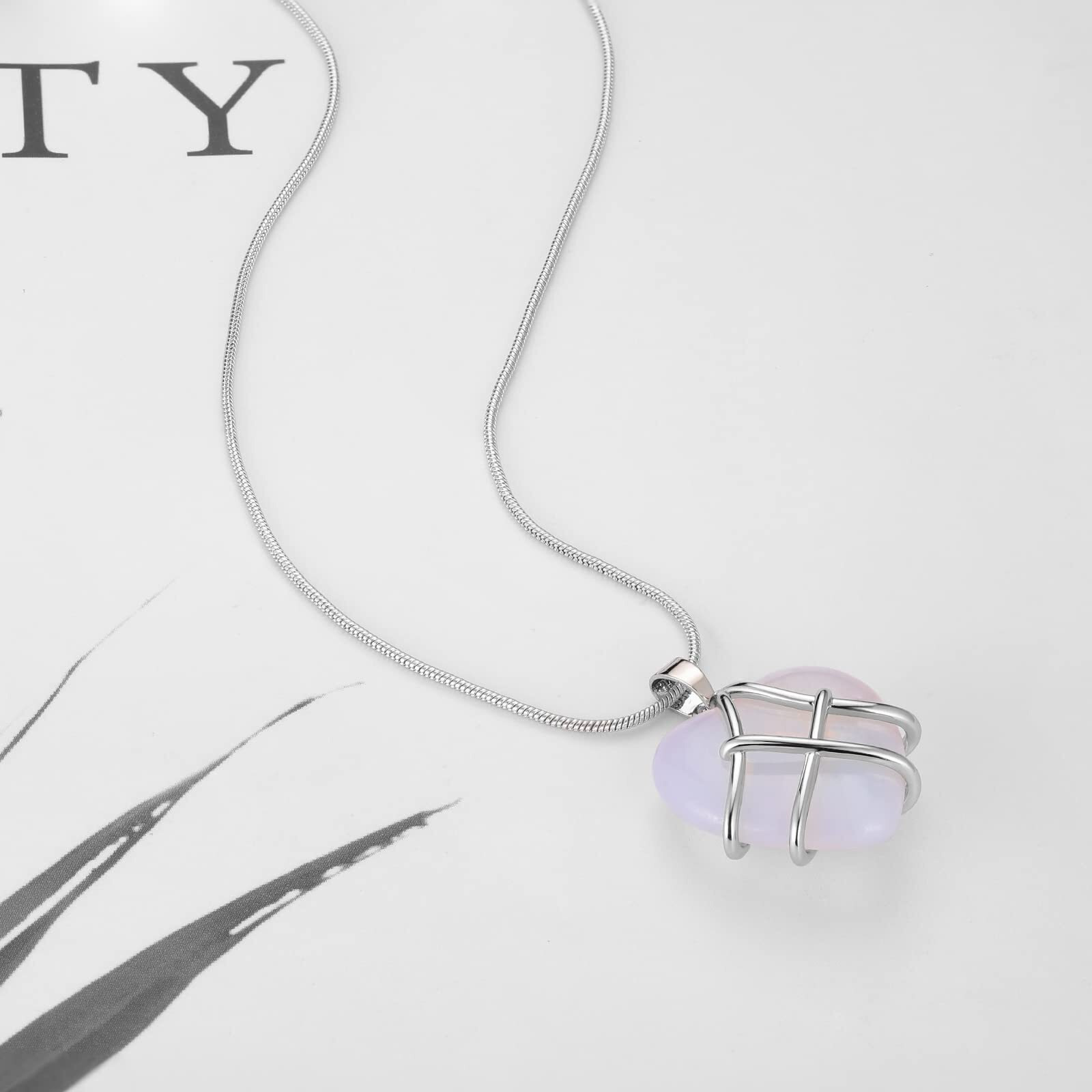 Idesign Bste Friend Necklac Diamond Castle Rose Quartz Heart Opal Necklace For Women Girls Birthday Gift, Mother's Day Necklace(Opal Stone Necklace)