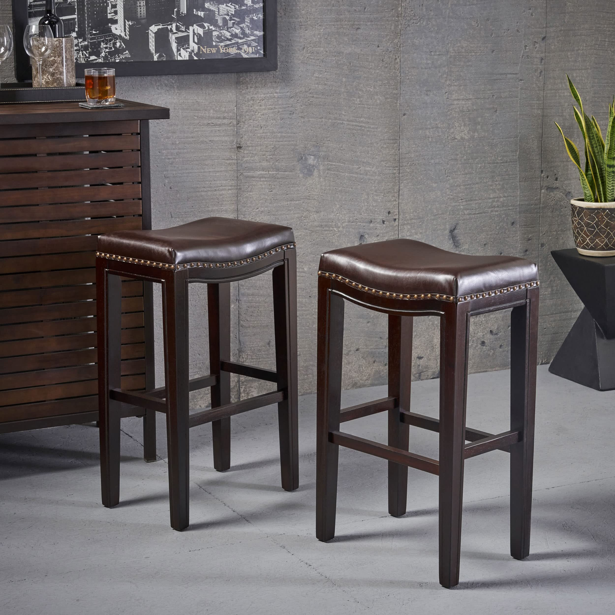Christopher Knight Home Avondale Backless Bar Stools,12"&quotD X 18.13"&quotW X 30"&quotH, 2-Pcs Set, Brown