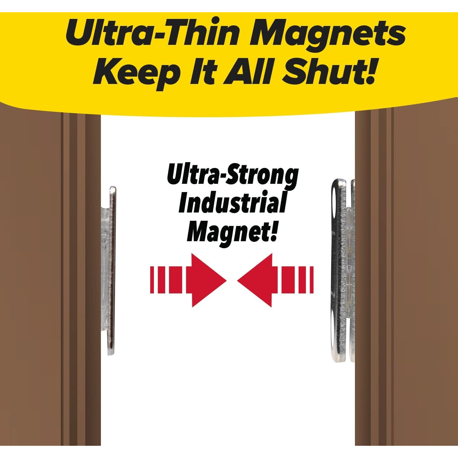 Ruby Monkey Magnets As-Seen-On-Tv, Ultra-Thin Magnetic Plates Keep It All Shut, Fast And Easy Installation, Just Peel & Stick, Slim Design Fits Virtually Anywhere, Cabinets, Drawers & More, 8 Sets