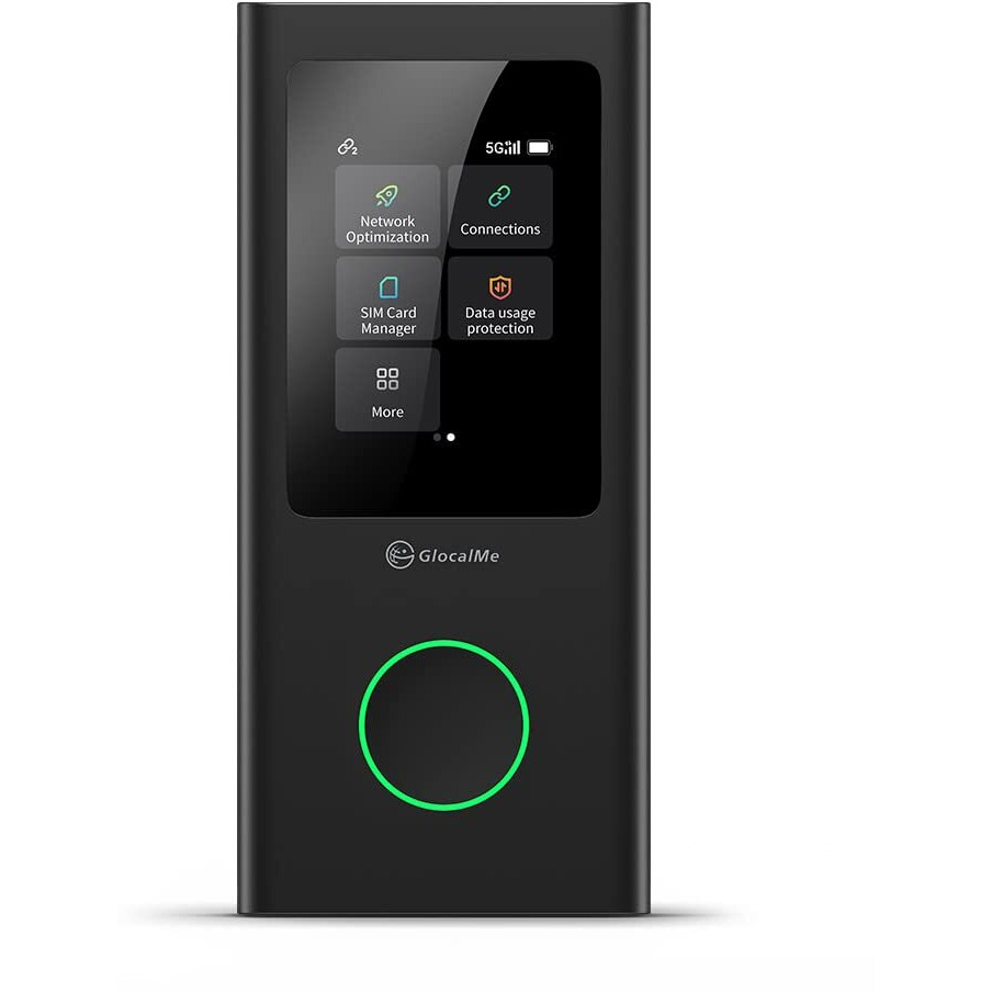 Glocalme Numen Air 5G Portable Wifi Mobile Hotspot For Travel, Cloudsim Tech, Touch Screen, Network Congestion Monitoring, With Lifetime 16+1Gb Data