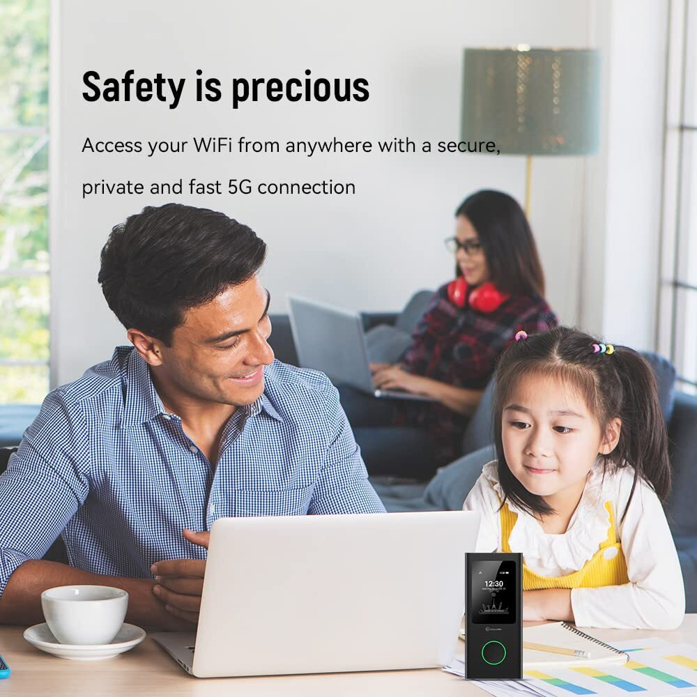 Glocalme Numen Air 5G Portable Wifi Mobile Hotspot For Travel, Cloudsim Tech, Touch Screen, Network Congestion Monitoring, With Lifetime 16+1Gb Data