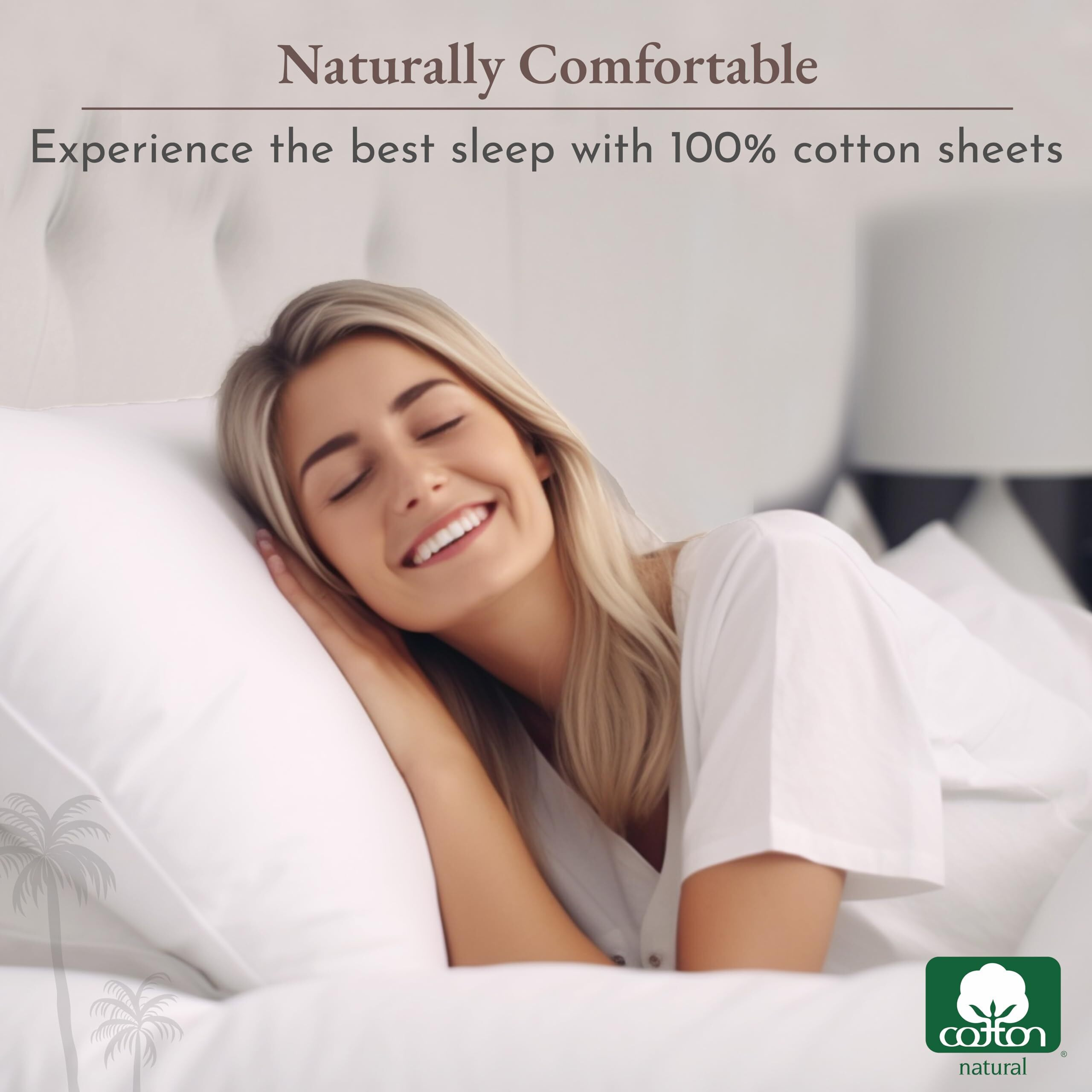 California Design Den Soft 100% Cotton Sheets King Size Bed Sheets Set With Deep Pockets, 4 Piece King Bedding Set For White Sheets, Cooling Sheets With Sateen Weave (White)