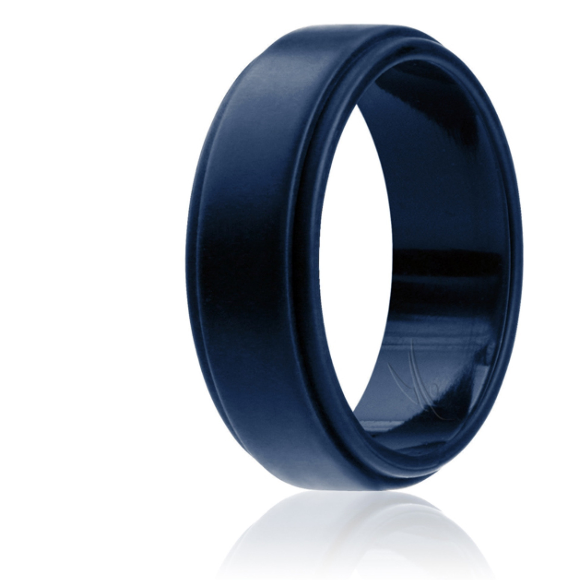 Silicone Wedding Ring - Step Edge Style - Blue By Roq For Men - 8 Mm Ring