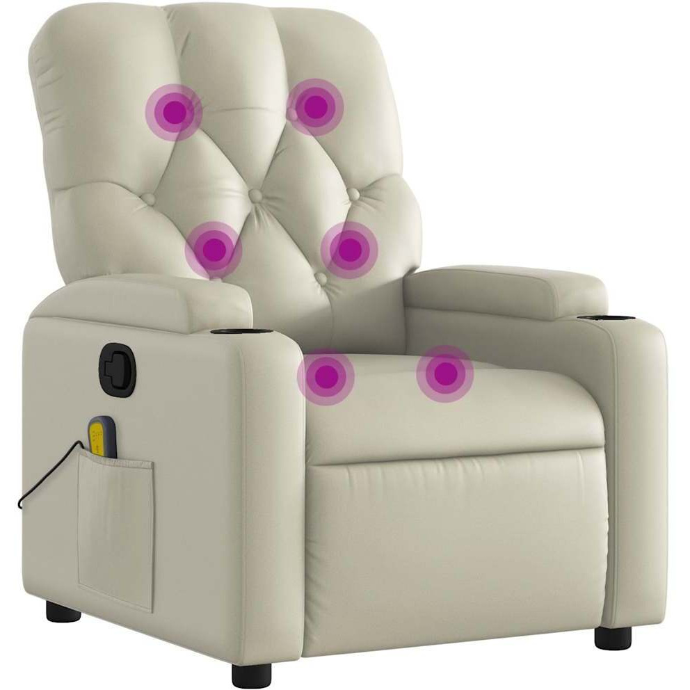 Vidaxl Massage Recliner Chair Cream Faux Leather
