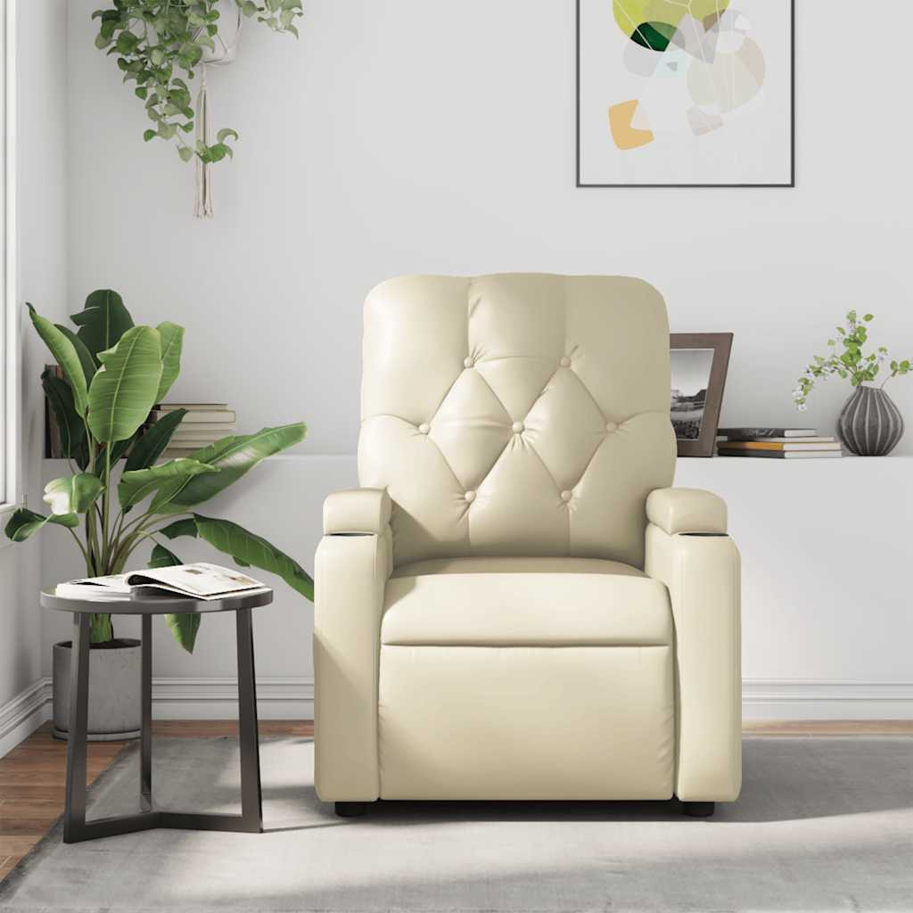 Vidaxl Massage Recliner Chair Cream Faux Leather