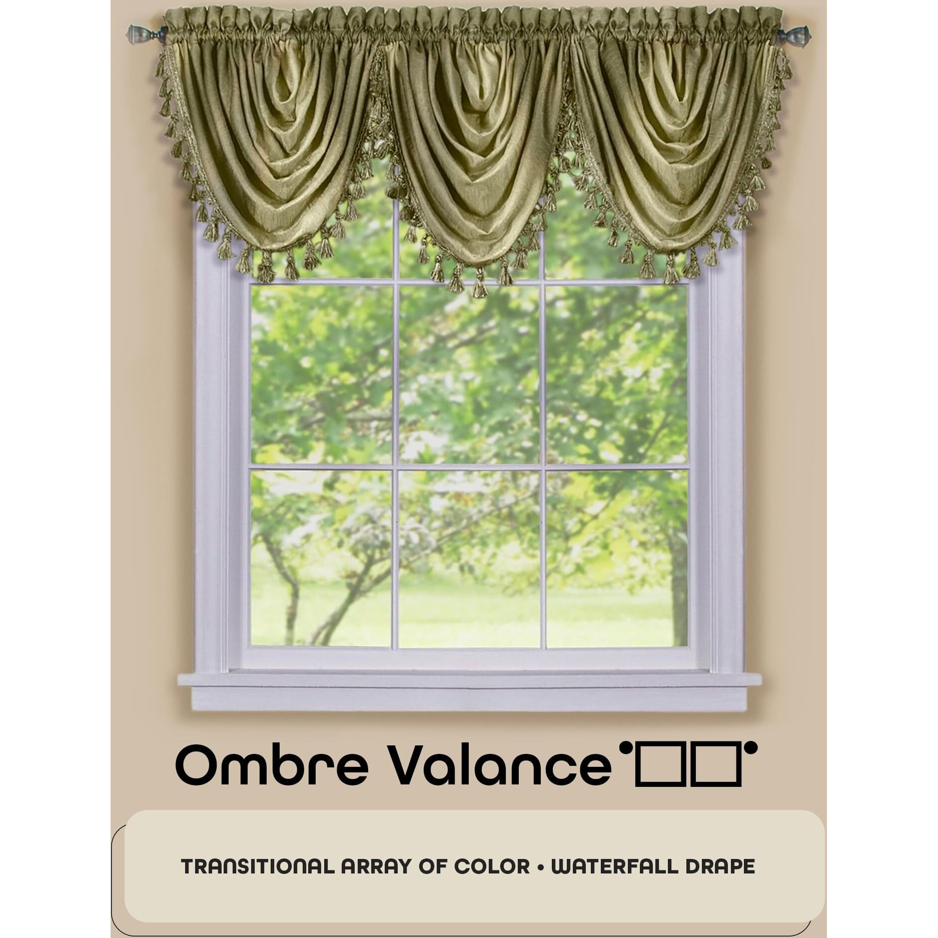 Ombre Waterfall Valance - Sage