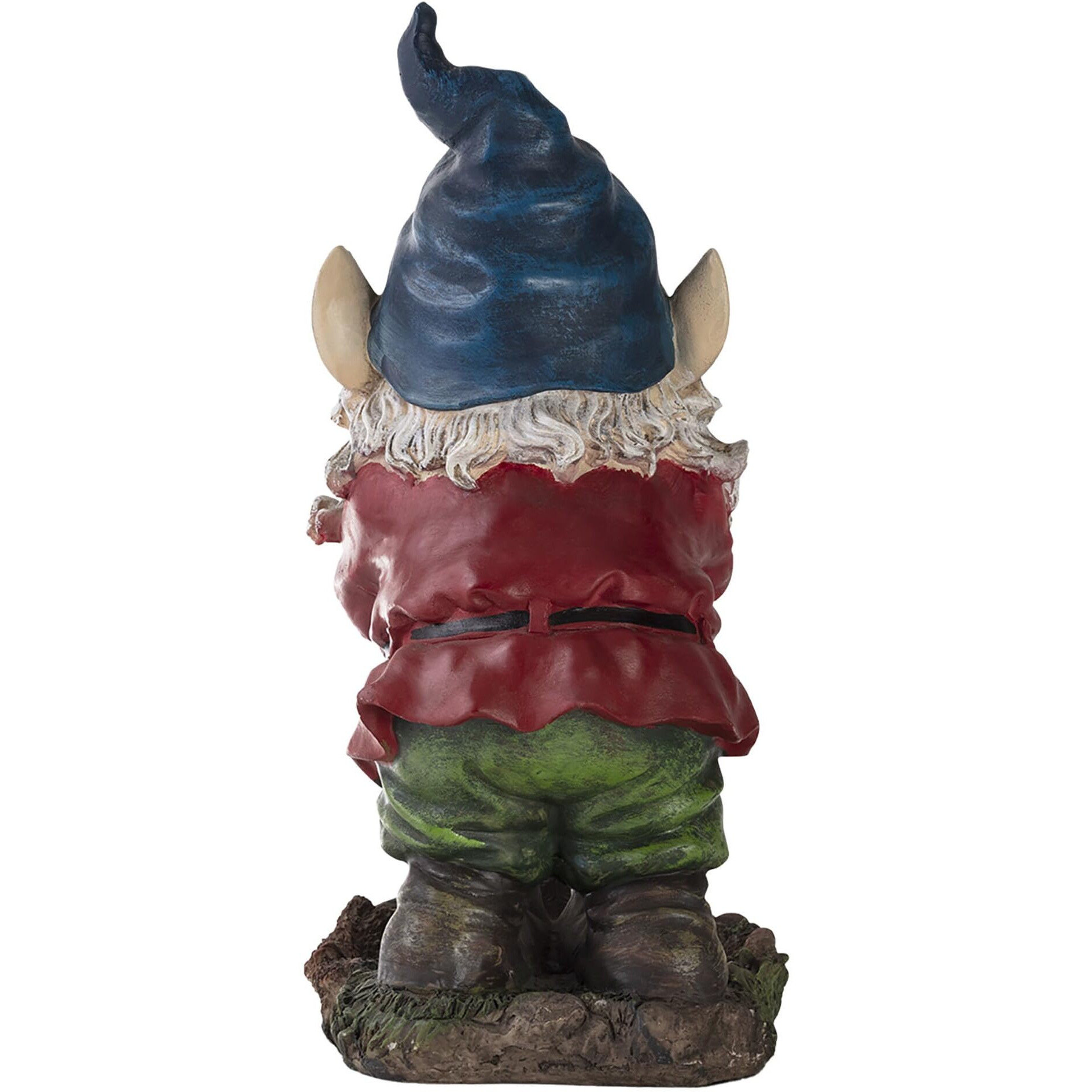 Alpine Corporation 15"" Tall Outdoor Garden Gnome Smiling Yard Statue Decoration, Multicolor