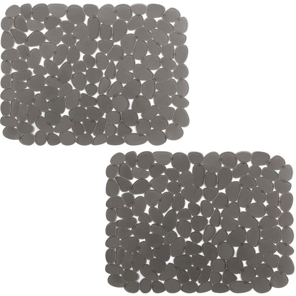 Yolife Pebble Sink Mats For Stainless Steel Sink, Pvc Sink Saddle Protectors Kitchen Sink Mat For Porcelain Sink, Dishes And Glassware (Grey, 2 Pack)