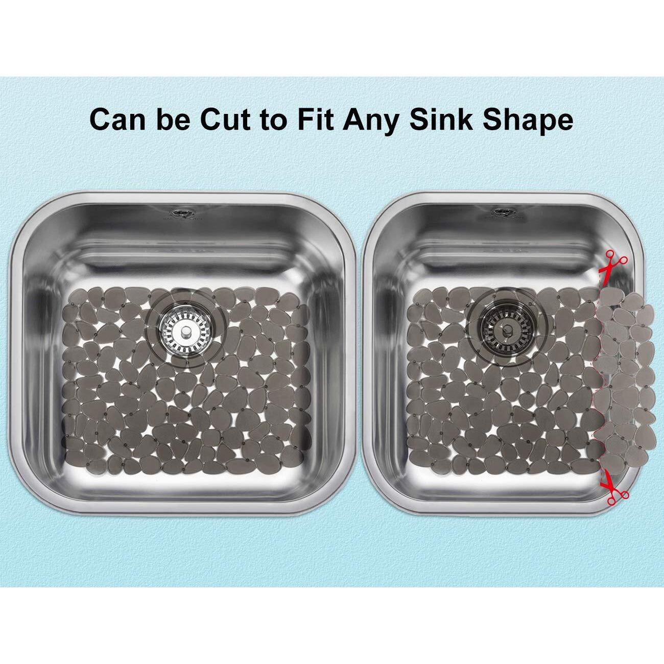 Yolife Pebble Sink Mats For Stainless Steel Sink, Pvc Sink Saddle Protectors Kitchen Sink Mat For Porcelain Sink, Dishes And Glassware (Grey, 2 Pack)