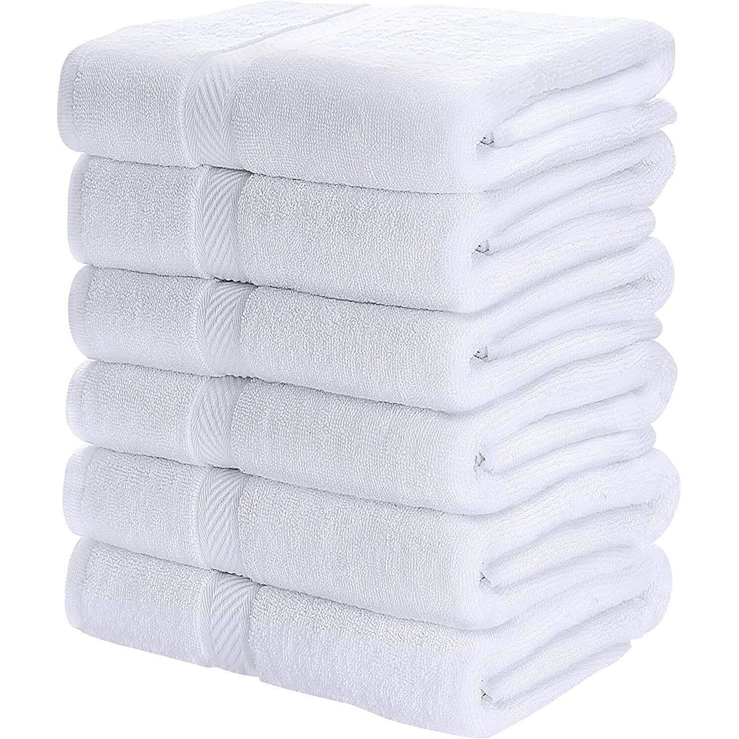 Utopia Towels 6 Pack Small Bath Towel Set, 100% Ring Spun Cotton (22 X 44 Inches) Lightweight And Highly Absorbent Quick Drying Towels, Premium Towels For Hotel, Spa And Bathroom (White)