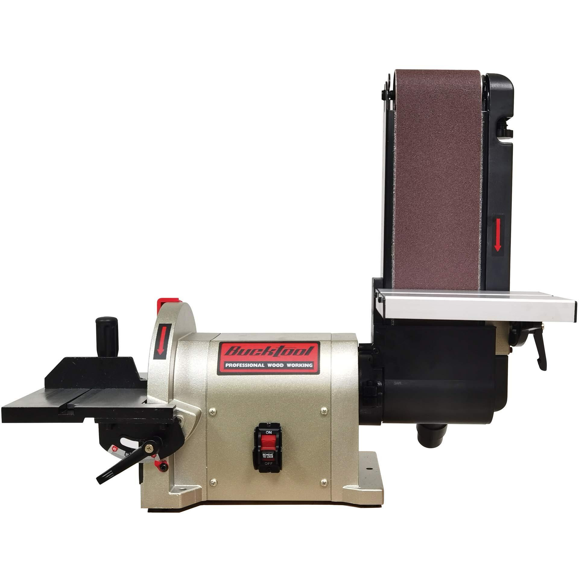 Bucktool Direct Drive Bench Belt Sander, 4X36 In Belt And 8 In Disc Sander, 3/4Hp Belt Sander For Woodworking, 5.0A Benchtop Belt Sander
