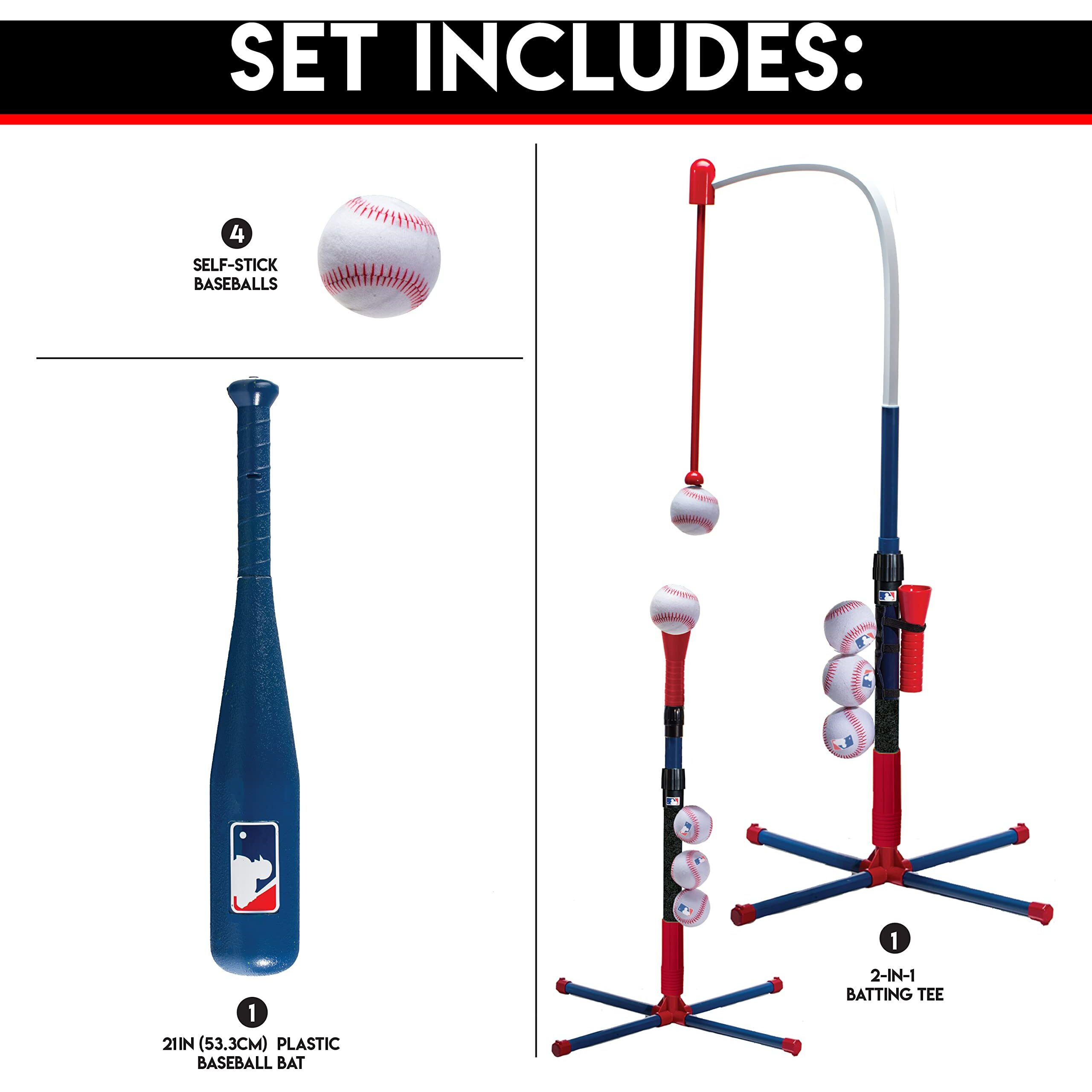 Franklin Sports Kids Batting Tee - Mlb 2-In-1 Grow-With-Me - Adjustable Youth Hitting Tee - Perfect For Teeball And Baseball, Multi