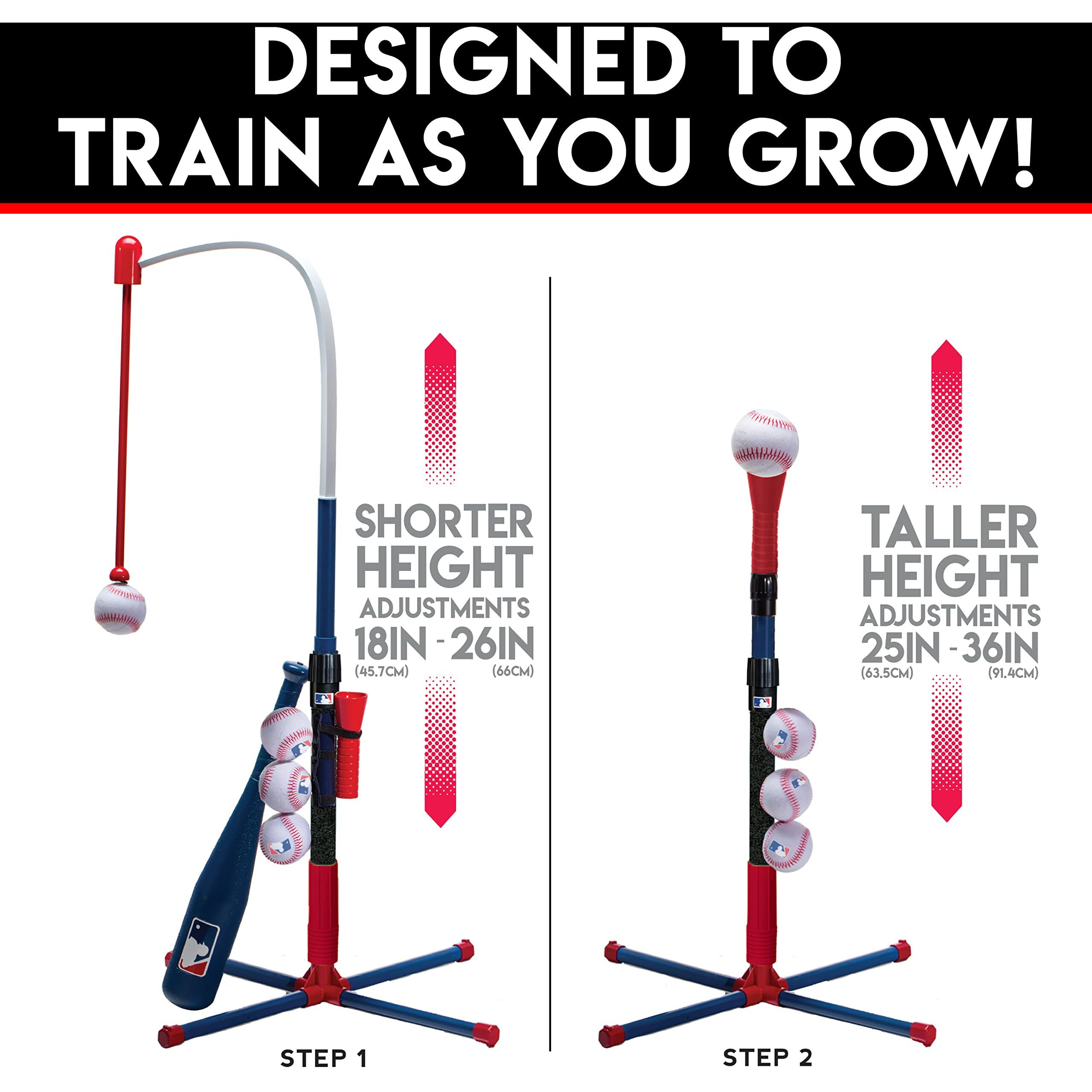 Franklin Sports Kids Batting Tee - Mlb 2-In-1 Grow-With-Me - Adjustable Youth Hitting Tee - Perfect For Teeball And Baseball, Multi