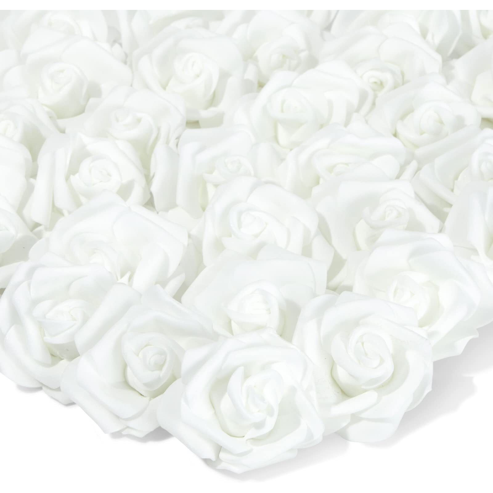 Juvale 100 Pack White Artificial Flowers, Bulk Stemless Fake Foam Roses For Wedding, Decorations, Bouquets (3 In)