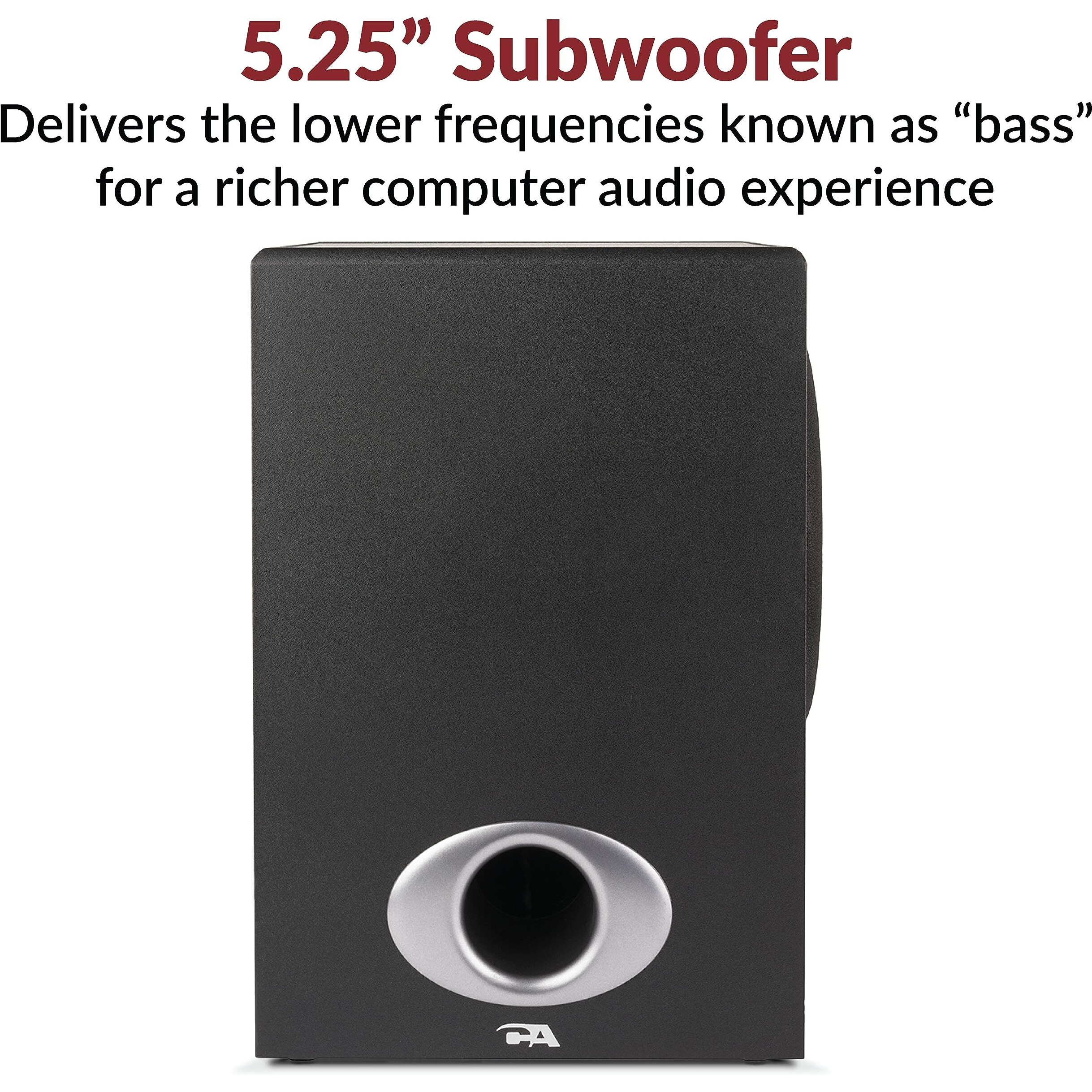 Cyber Acoustics Ca-3810 2.1 Multimedia Speaker System With Subwoofer, 80 Watts Peak Power, Strong Bass, Perfect For Music, Movies, And Games