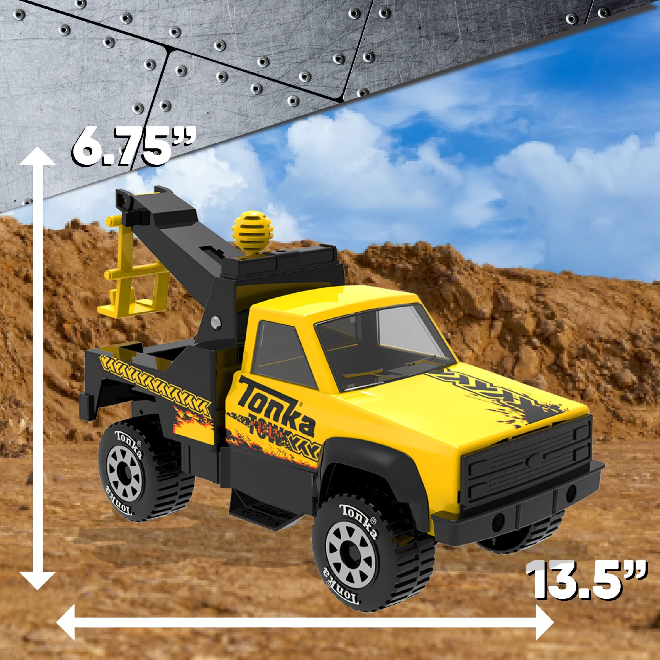 Tonka Steel Classics, Tow Truck - Made With Steel And Sturdy Plastic, Yellow Friction Powered, Boys And Girls, Toddlers Ages 3+, Big Construction Vehicle, Birthday Gift, Christmas, Holiday