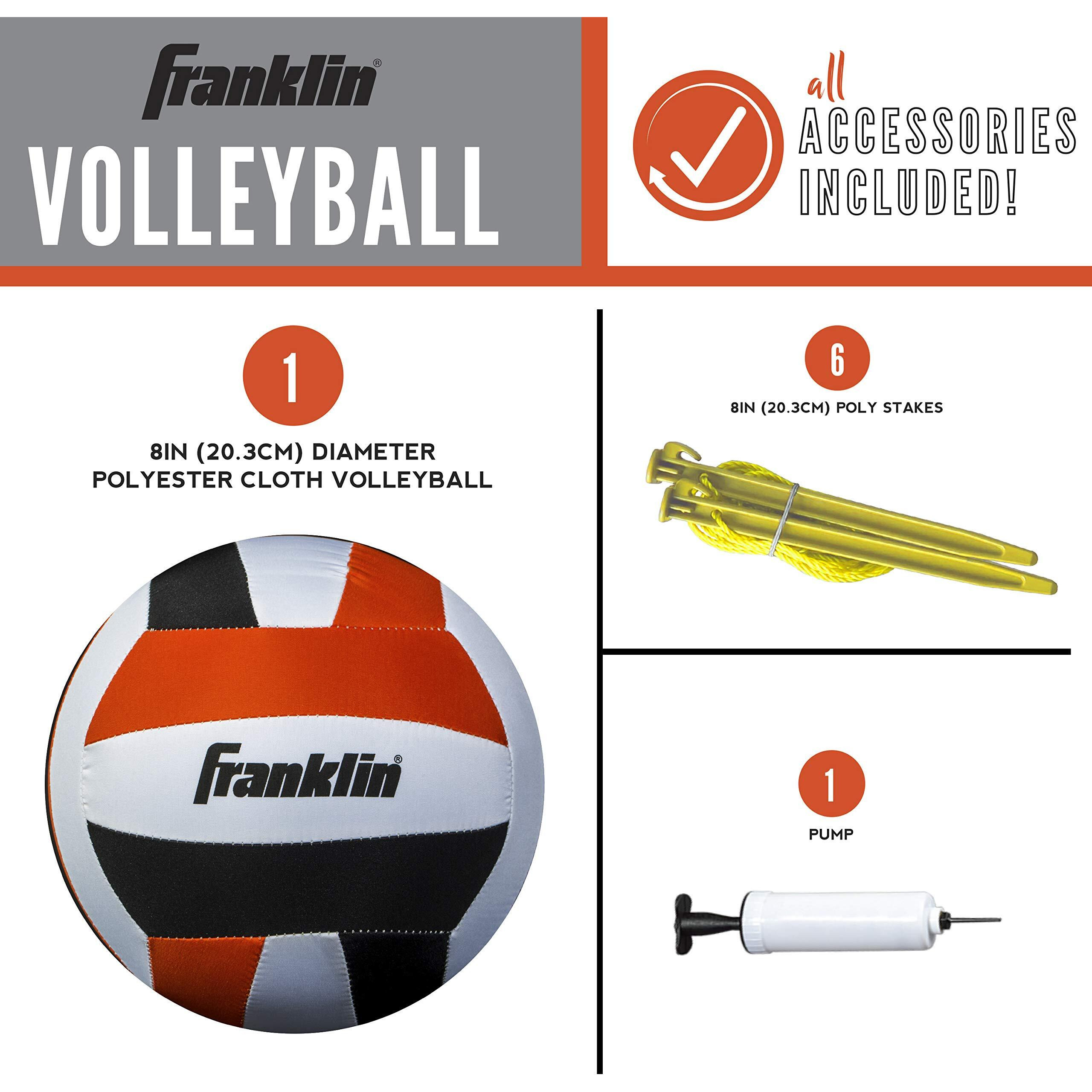 Franklin Sports Volleyball Net Set With Volleyball, Portable Net & Ground Stakes - Beach Or Backyard Volleyball - Family