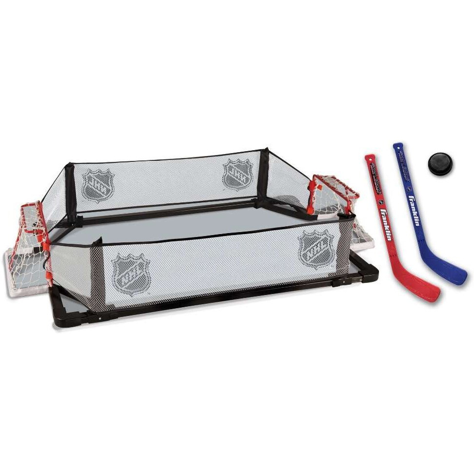 Franklin Sports Kids Knee Hockey Rink Game Set - Indoor Mini Hockey Goals + Kids Hockey Sticks Set For Floor + Rug - Toy Youth Knee Hockey Rink Game Set - 36"" X 25.5""