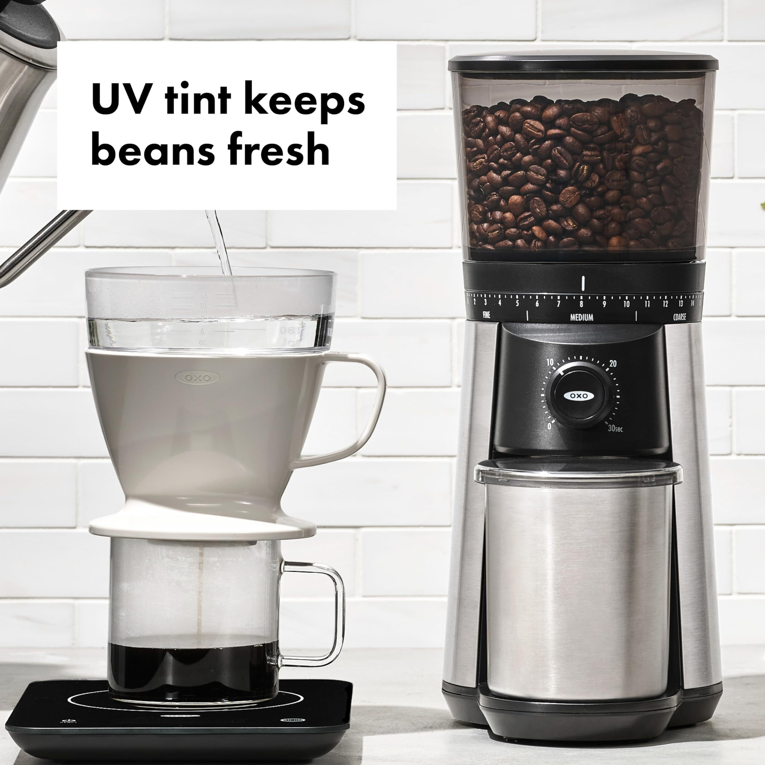 Oxo Brew Conical Burr Coffee Grinder , Silver