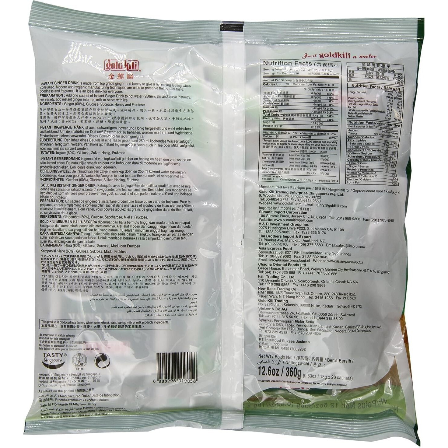 Ginger Drink -Gold Kili 120 Sachets Packed In 6 Bags