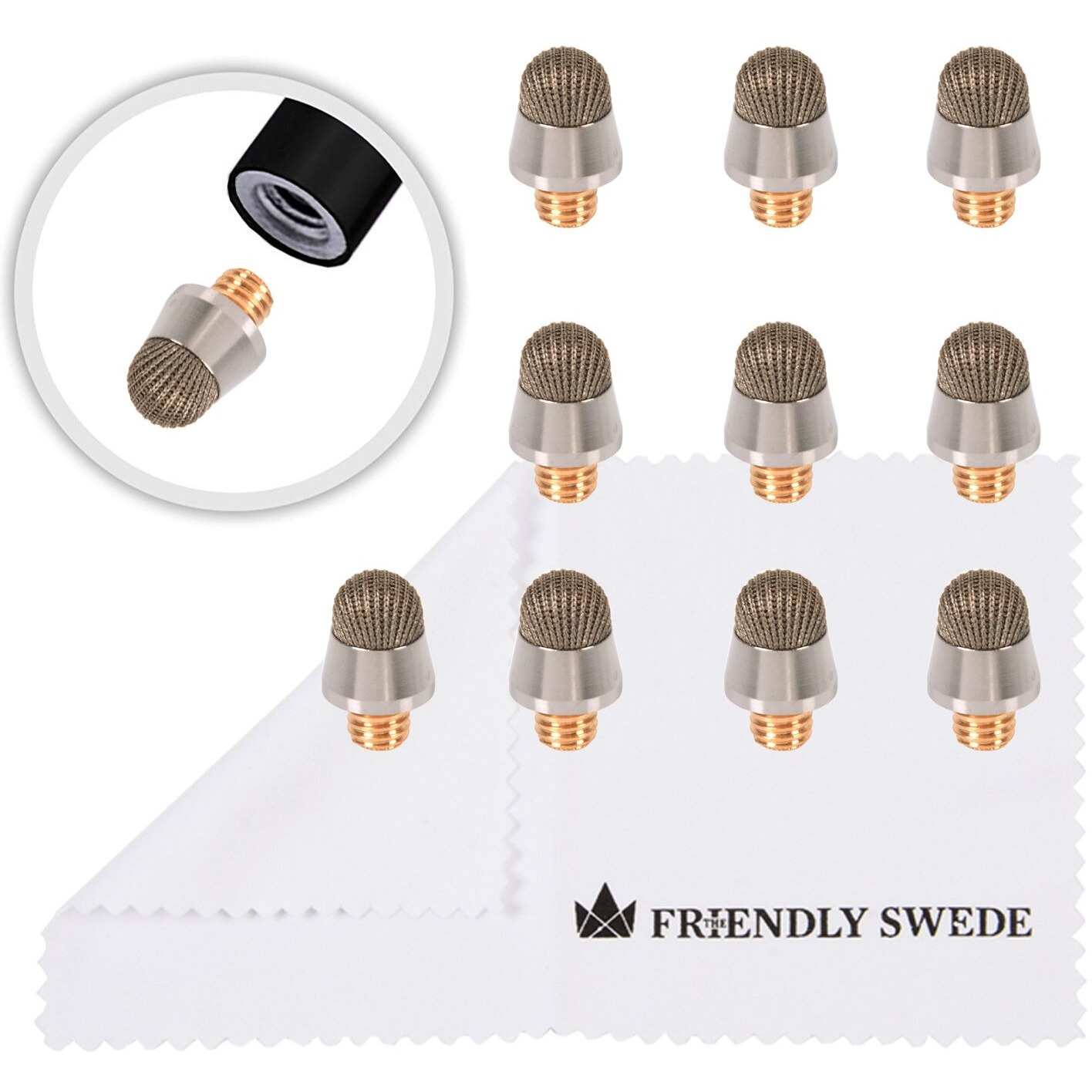 The Friendly Swede Stylus Replacement Tips For Extra Long Fiber Tip Stylus Pen, Stylus Tips, Stylus Pen Tips, Fine Tip Stylus Replacement Tips, Touch Screen Tips - 10 Pieces Stylus Pen Tips