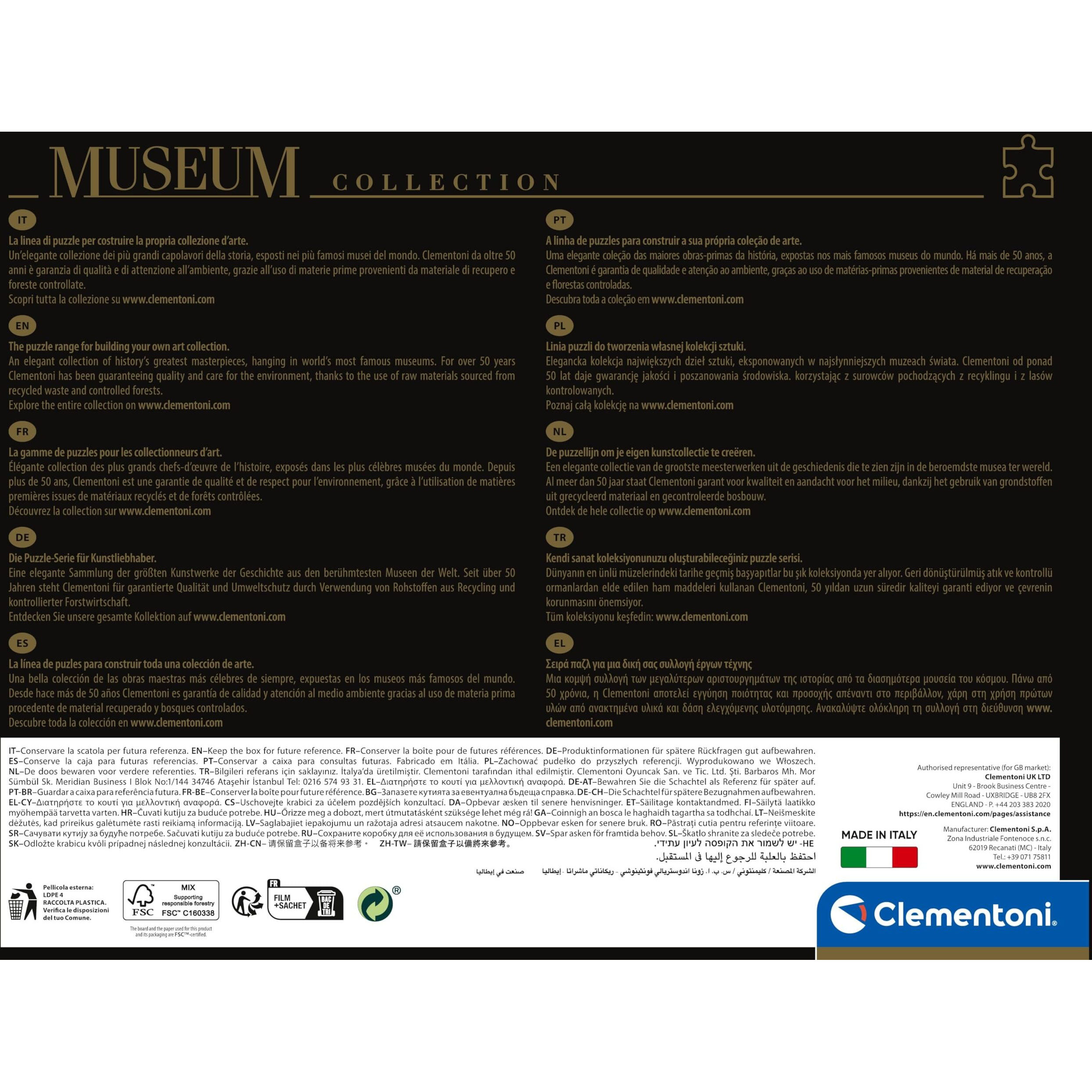 Clementoni Museum 1000 Piece Jigsaw Puzzle For Adults, Van Gogh, Girasoli Sun Flowers