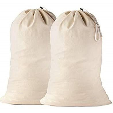 2 Pack - Extra Large Cotton Laundry Bag, Heavy Duty Large Laundry Bags 24 X 36 Inch Xl Drawstring Travel Organizer Bag Fit Hamper Basket Camp Home College Dorm Tear Resistant Dirty Cloth Big Storage