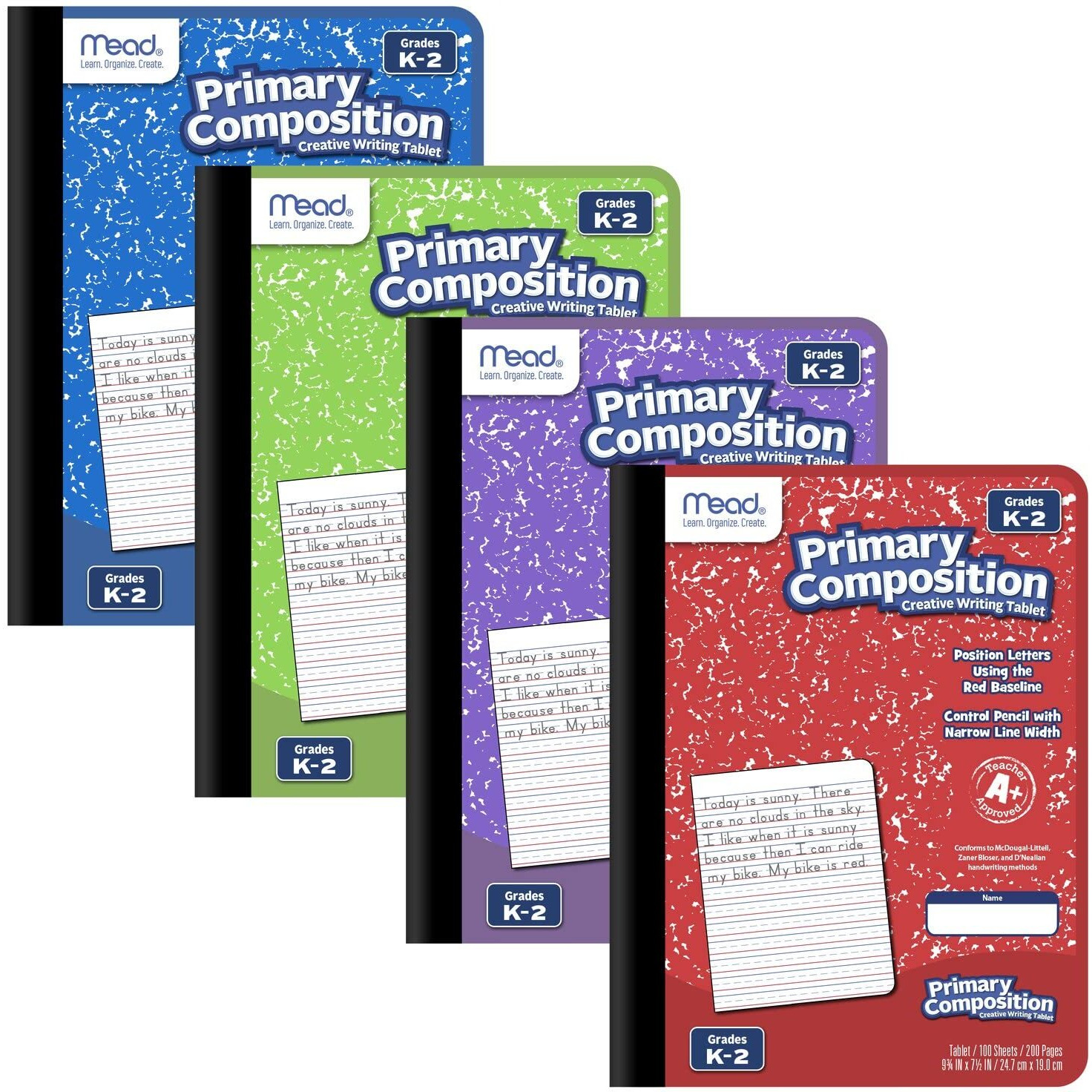 Mead Primary Composition Book, Ruled, Grades K-2, 100 Sheets, 7-1/2"" X 9-3/4"", 4 Pack (610053-Ecm)