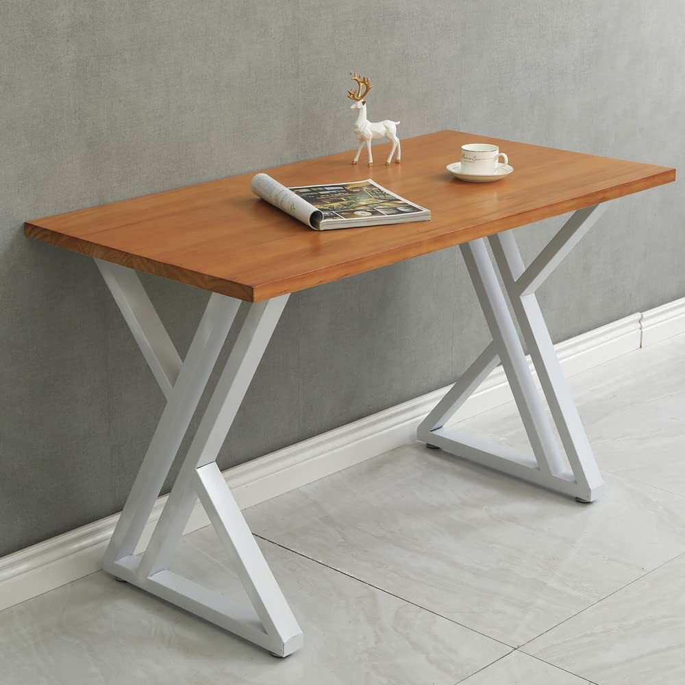 Heoniture White 28"" H Metal Industrial Dining Modern Table Legs Desk Legs Base Cast Iron Welding Wrought Iron Bench Legs Night Stand Office 28 Inch Triangle Shape Diy (1 Set Of 2 Pcs) 28"" H X19.7