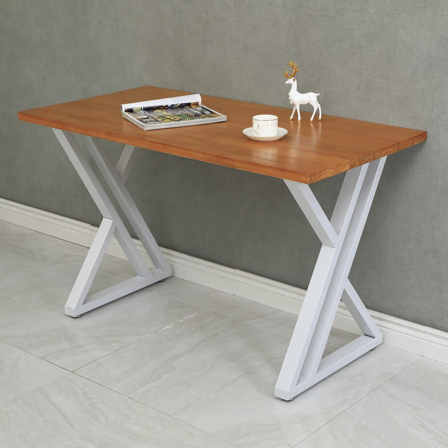 Heoniture White 28"" H Metal Industrial Dining Modern Table Legs Desk Legs Base Cast Iron Welding Wrought Iron Bench Legs Night Stand Office 28 Inch Triangle Shape Diy (1 Set Of 2 Pcs) 28"" H X19.7