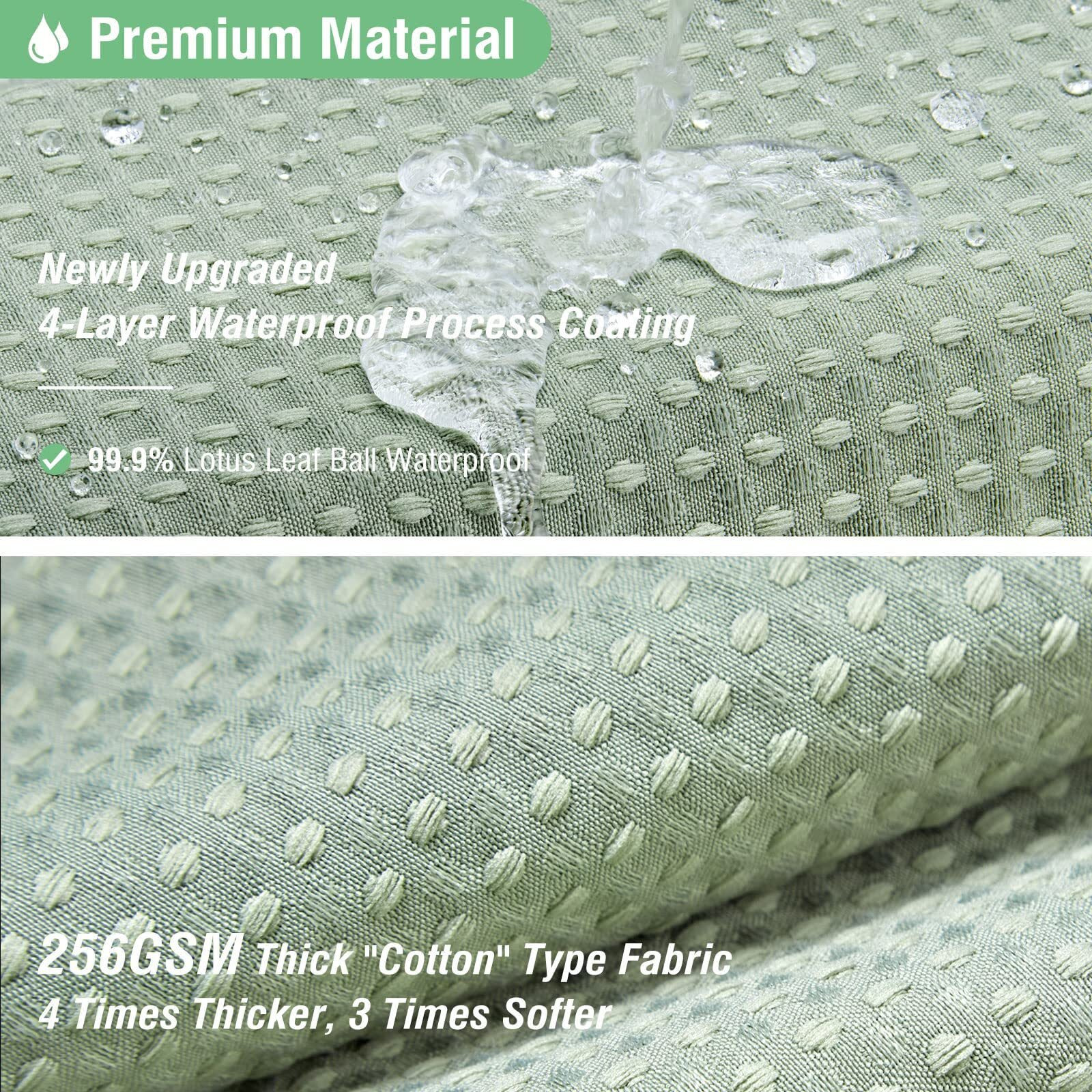 Dynamene Extra Wide Shower Curtain-108 Inch Wide Waffle Weave Weighted Thick Cloth Bathroom Shower Curtain, Neutral Heavy Duty Hotel Bath Curtain Set With 18 Plastic Hooks,108X72, Sage Green