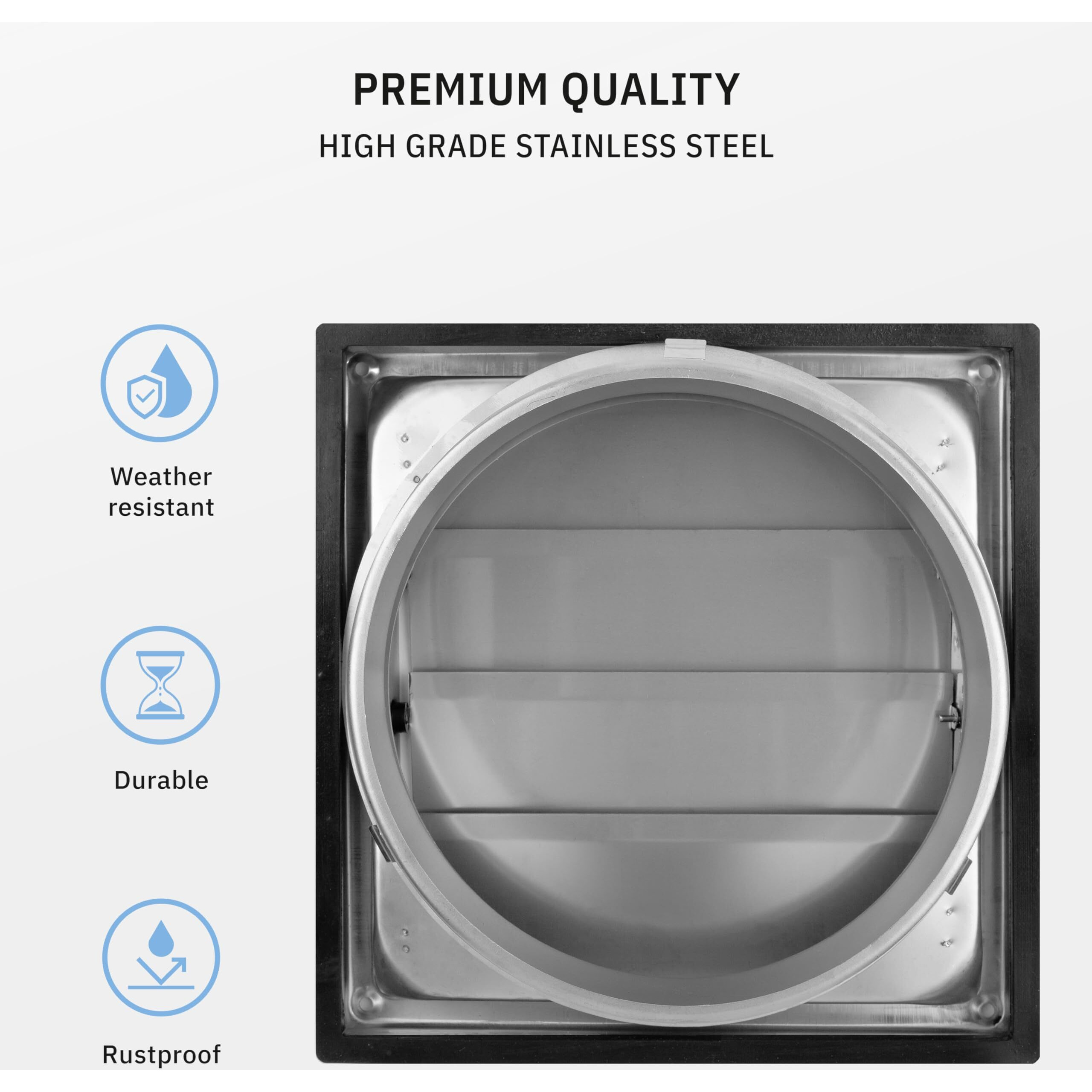 Calimaero Vke 4"" Inch Dryer Vent Cover Outdoor Stainless Steel Grille Dryer Vent Exterior Wall Vent Moving Flaps Fits Only With Metal Ducts