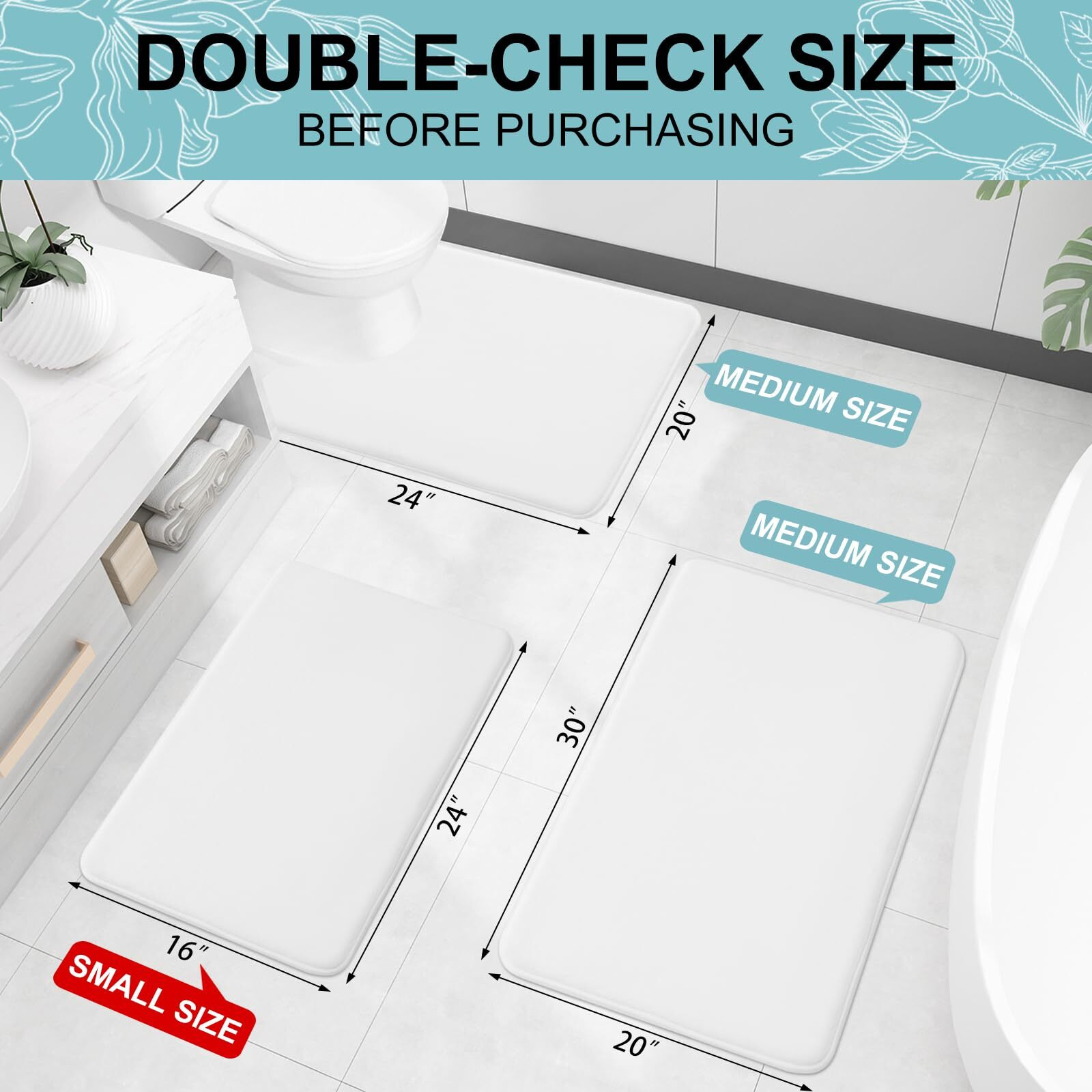 Smiry Memory Foam Bath Mat 47X17, Extra Soft And Absorbent Bathroom Mats, Non Slip Washable Carpet For Floor, Shower And Tub, White