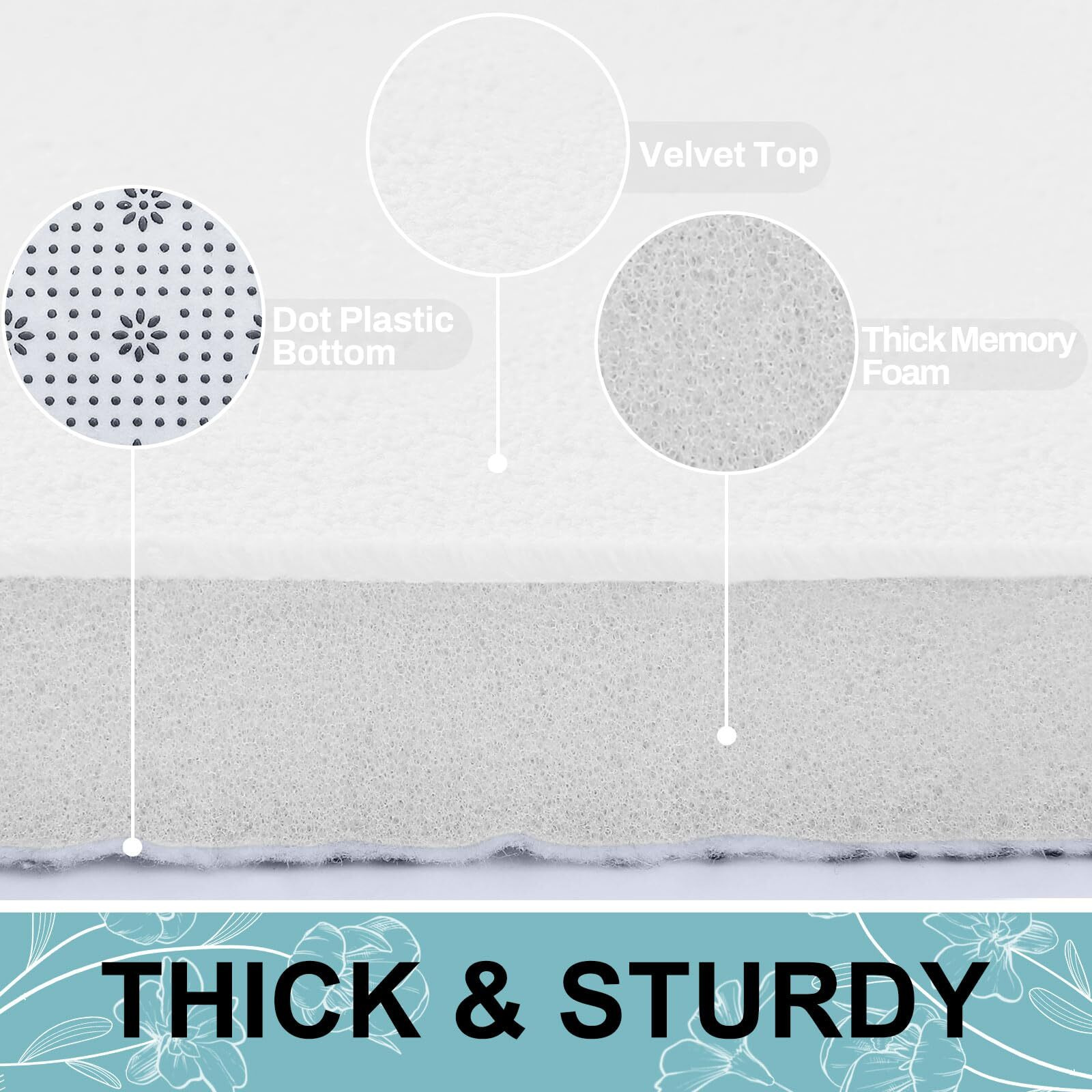 Smiry Memory Foam Bath Mat 47X17, Extra Soft And Absorbent Bathroom Mats, Non Slip Washable Carpet For Floor, Shower And Tub, White