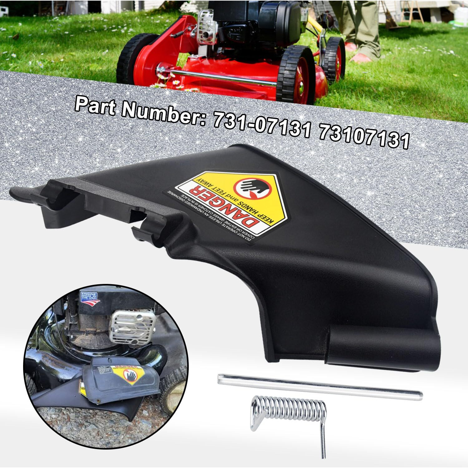 731-07131 Lawn Mower Side Discharge Chute, Compatible With Mtd, Cub Cad, Craftsman, Murray Hand-Pushed Lawn Mower, For Troy Bilt Mower Tb110, Tb130, Tb200, Tb230, Tb240, Etc, Replaces 731-7131