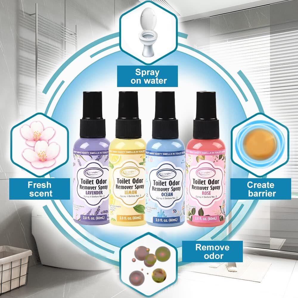 Air Jungles Toilet Poop Odor Eliminator Spray, Lavender Scent, Spray It Before No.2, Up To 100 Uses Per Bottle, For Home, Travel, Office Bathroom, And College Dorm Bathroom