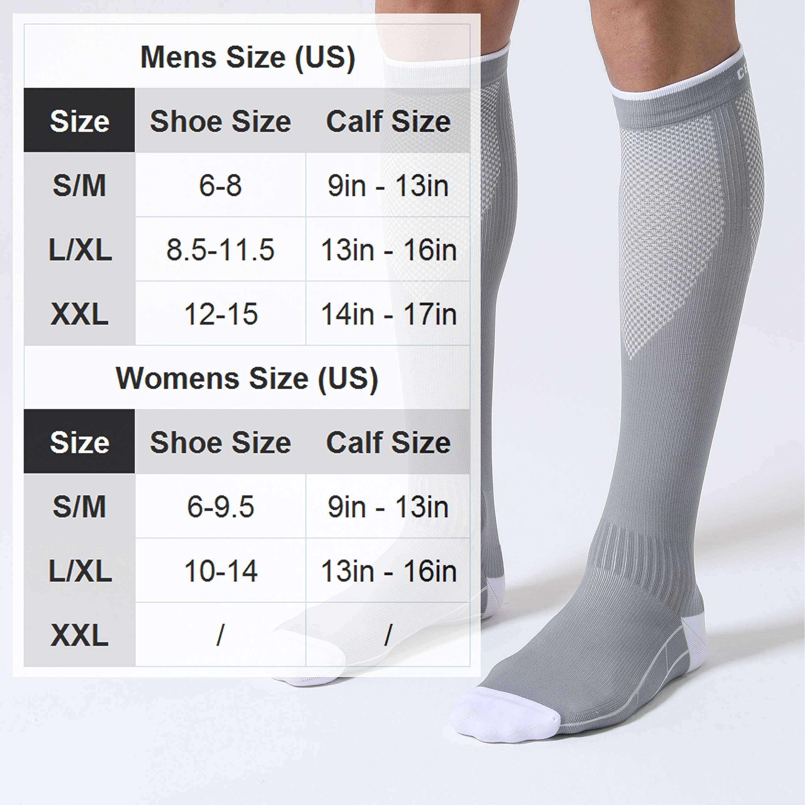 Celersport 3 Pairs Compression Socks For Men And Women 20-30 Mmhg Running Support Socks, Black + White + Grey, Xx-Large