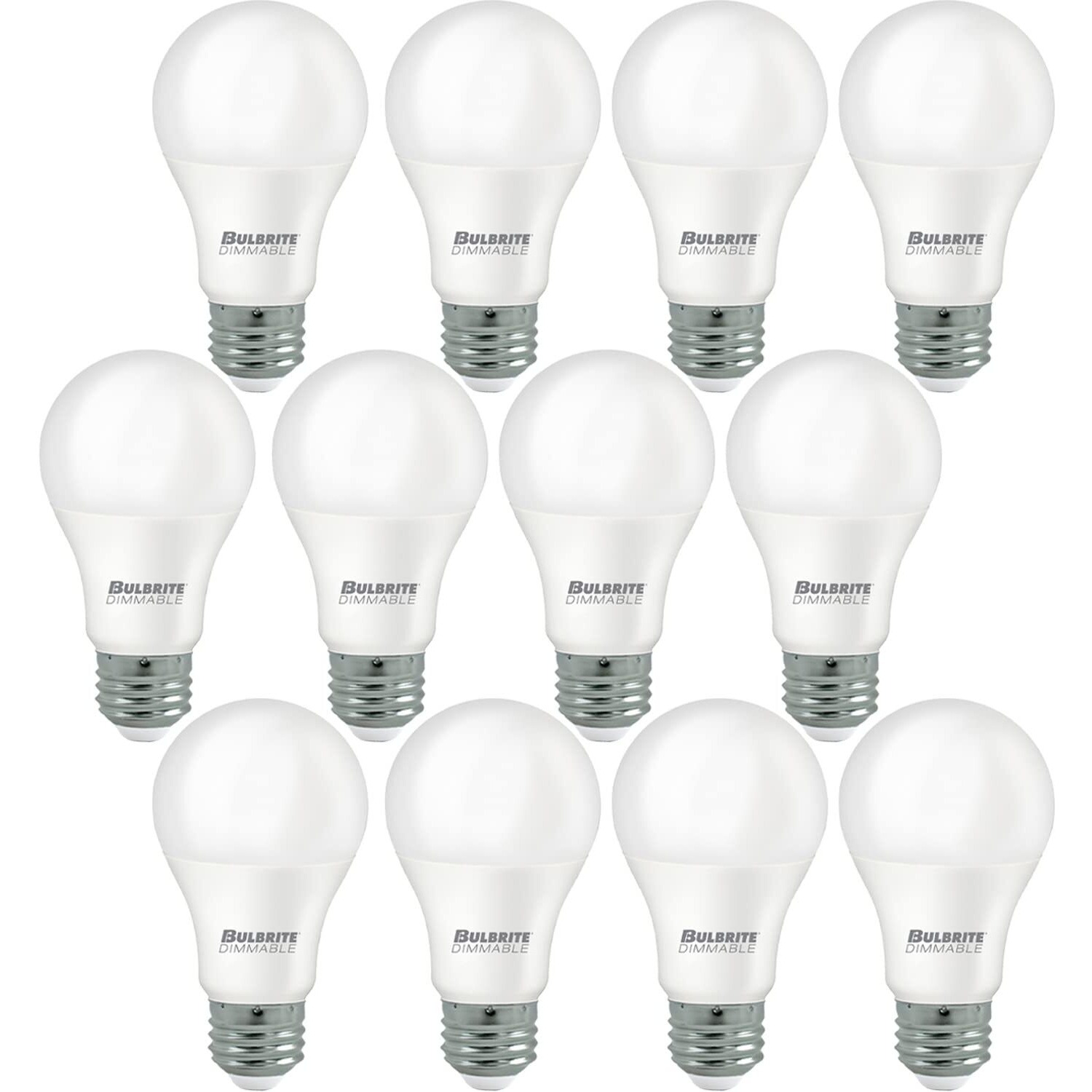 Bulbrite Pack Of 12 Item 774235 A19 Led Bulb, 9W, 60W Equiv., Dimmable, 3000K, E26 Base, 120V Soft White Light, A-Type Bulb