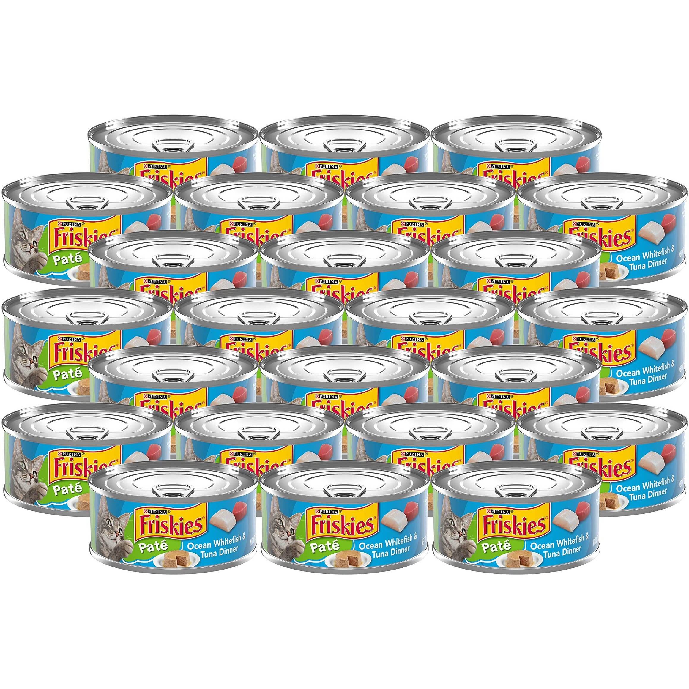 Friskies Pate Canned Wet Cat Food, Ocean Whitefish & Tuna Dinner, Contains Vitamins & Minerals, Cat Food For Kittens & Adult Cats, 5.5 Oz Can (Pack Of 24)