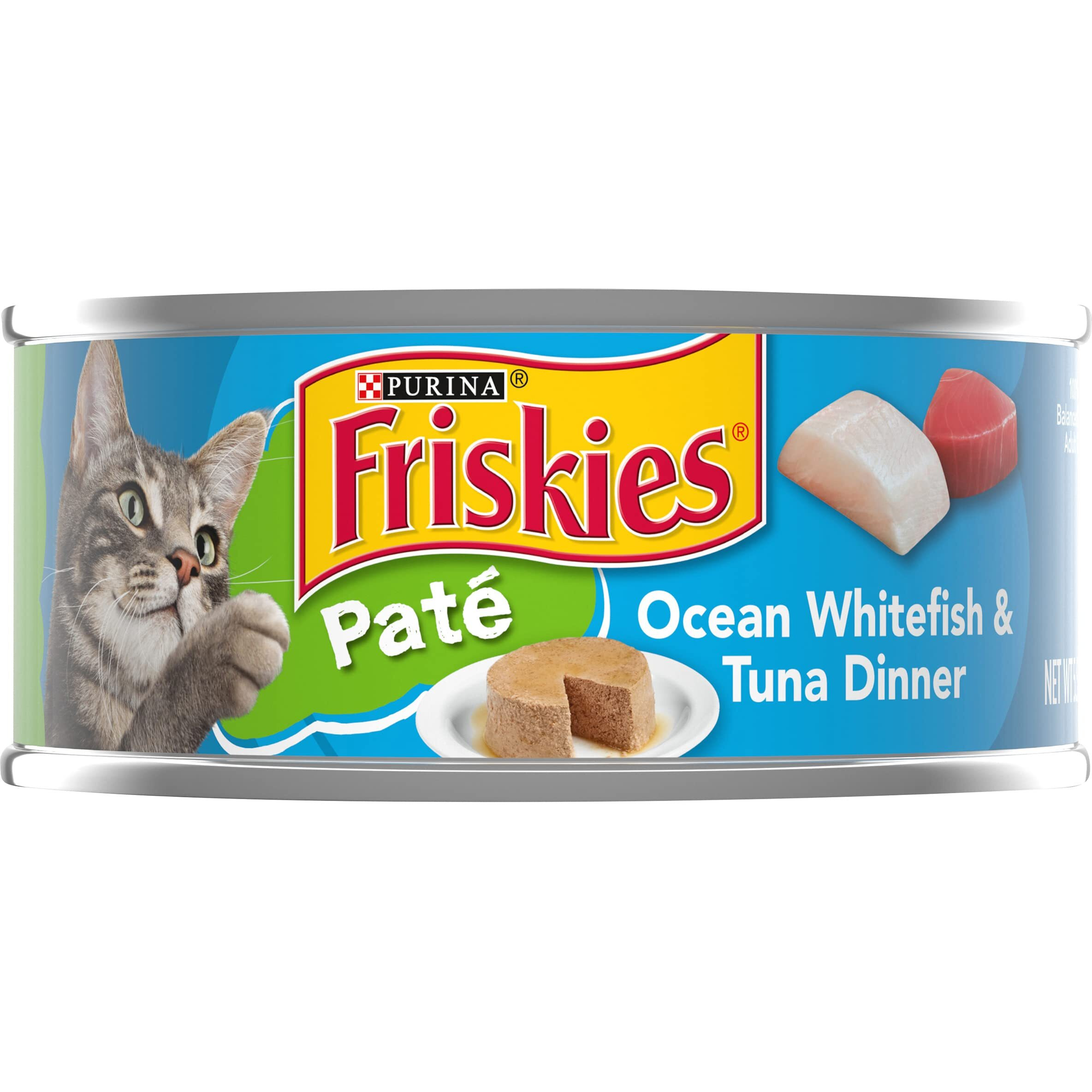 Friskies Pate Canned Wet Cat Food, Ocean Whitefish & Tuna Dinner, Contains Vitamins & Minerals, Cat Food For Kittens & Adult Cats, 5.5 Oz Can (Pack Of 24)