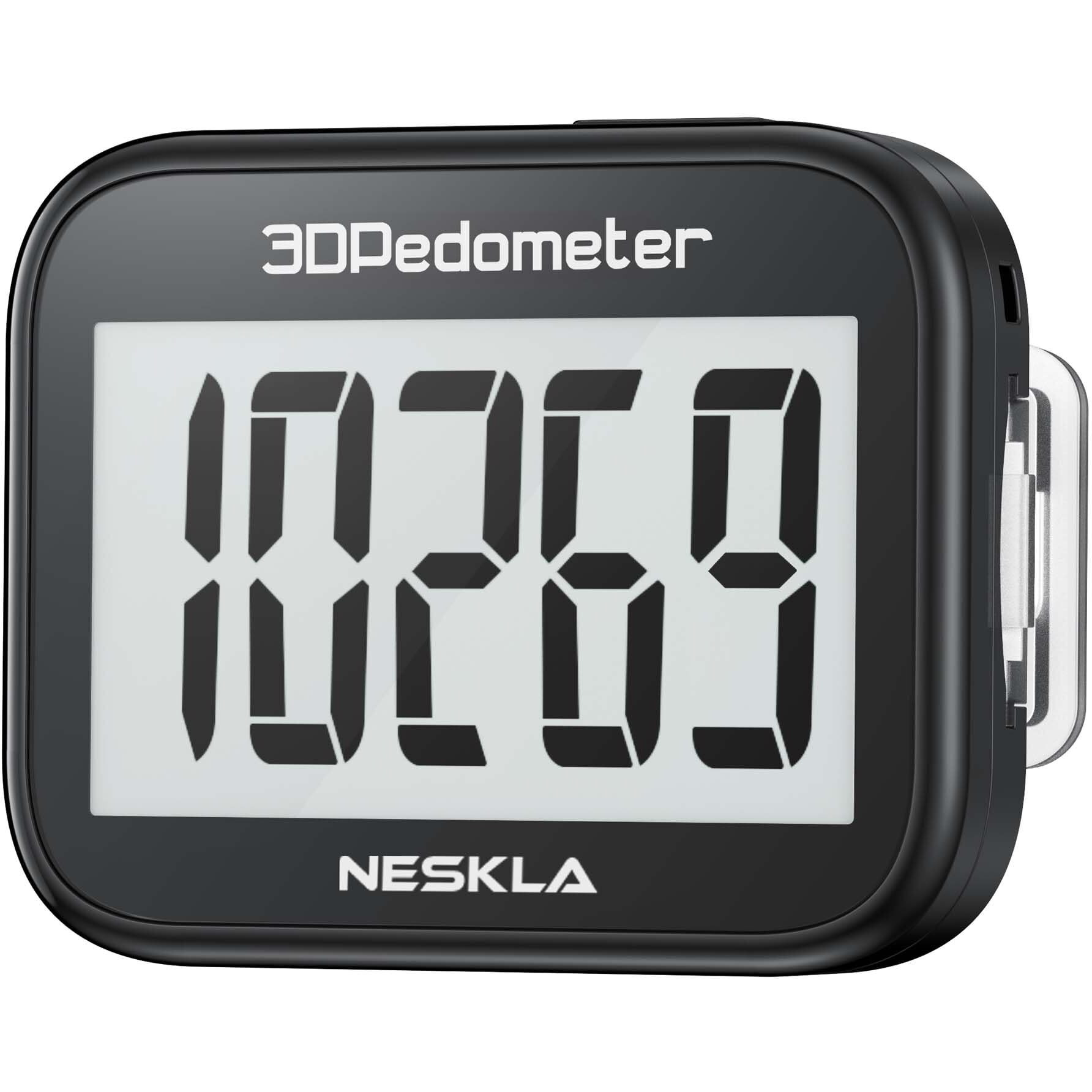 Neskla 3D Pedometer For Walking, Simple Step Counter With Large Digital Display, Step Tracker With Removable Clip Lanyard, Accurately Track Steps For Men Women Kids Adults Seniors