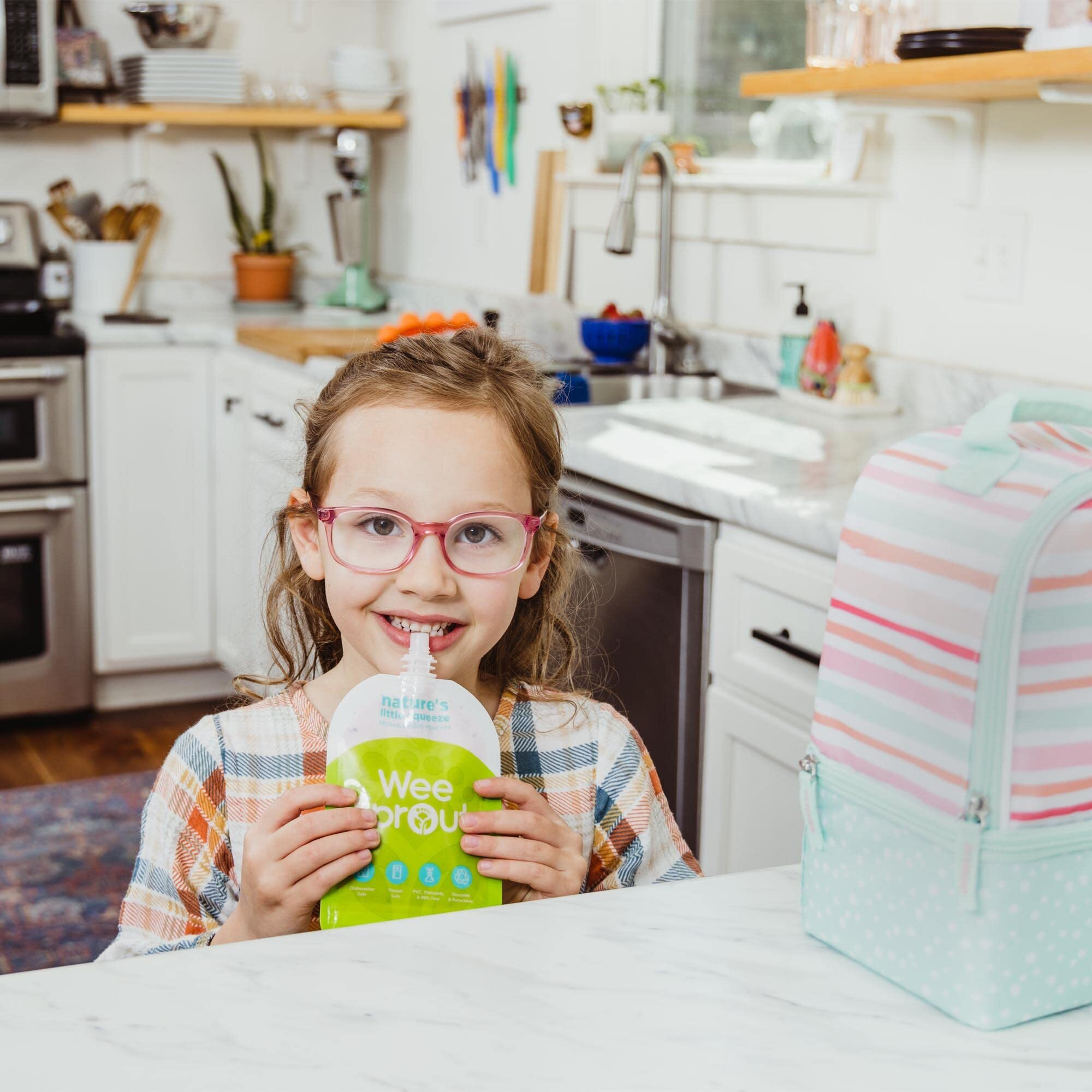 Weesprout Double Zipper Reusable Food Pouches (Green, Variety)