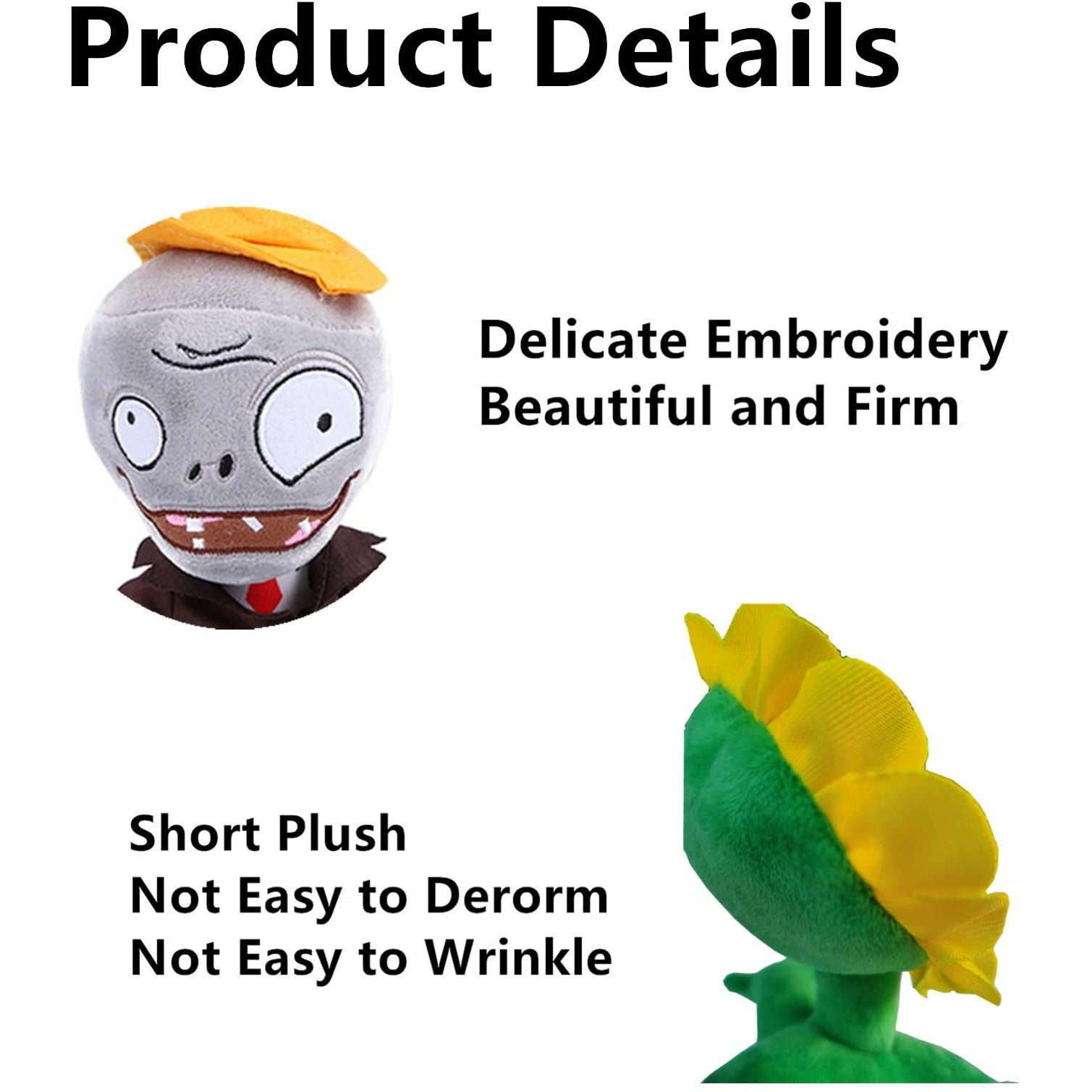 Jhesao 6 Pcs Plants And Zombies Pvz Plush Zombies Plants Sets Toy Peashooter Conehead Zombie, 1 2 Stuffed Soft Chomper Doll Gray Zombie, Sunflower Pvz Figure Doll Purple Zombie New