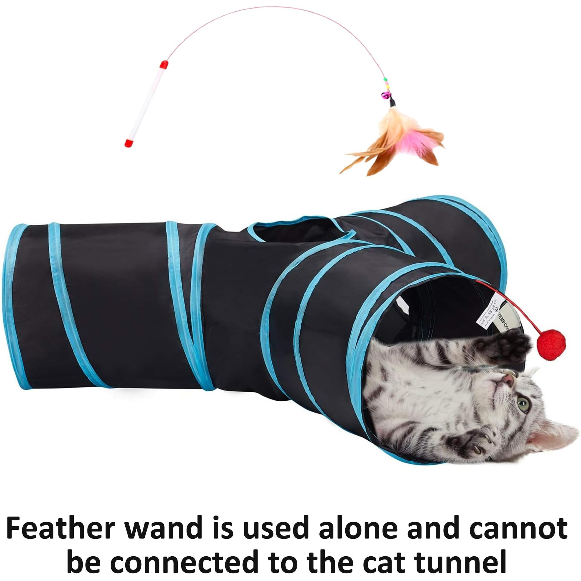 Tempcore Pet Cat Tunnel Tube Cat Toys 3 Way Collapsible, Tunnels For Indoor Cats,Kitty Bored Peek Hole Toy Ball Cat, Puppy, Kitty, Kitten, Rabbit