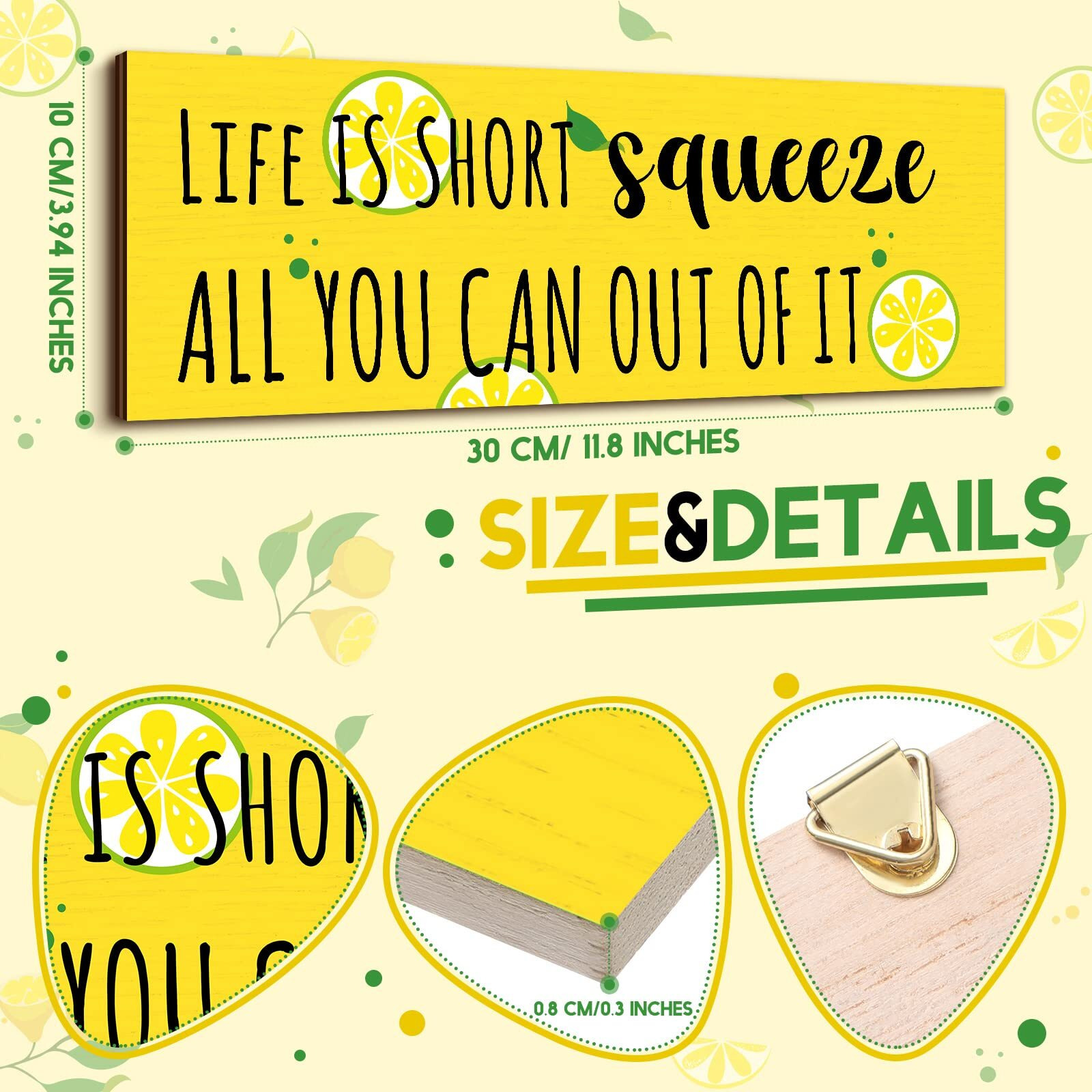 Yulejo 3 Pieces Lemon Wood Sign Lemon Kitchen Decor Inspirational Quote Wall Decor Summer Gift Farmhouse Porch Decoration Lemon Accessories For Home Bedroom Bathroom Kitchen Decor