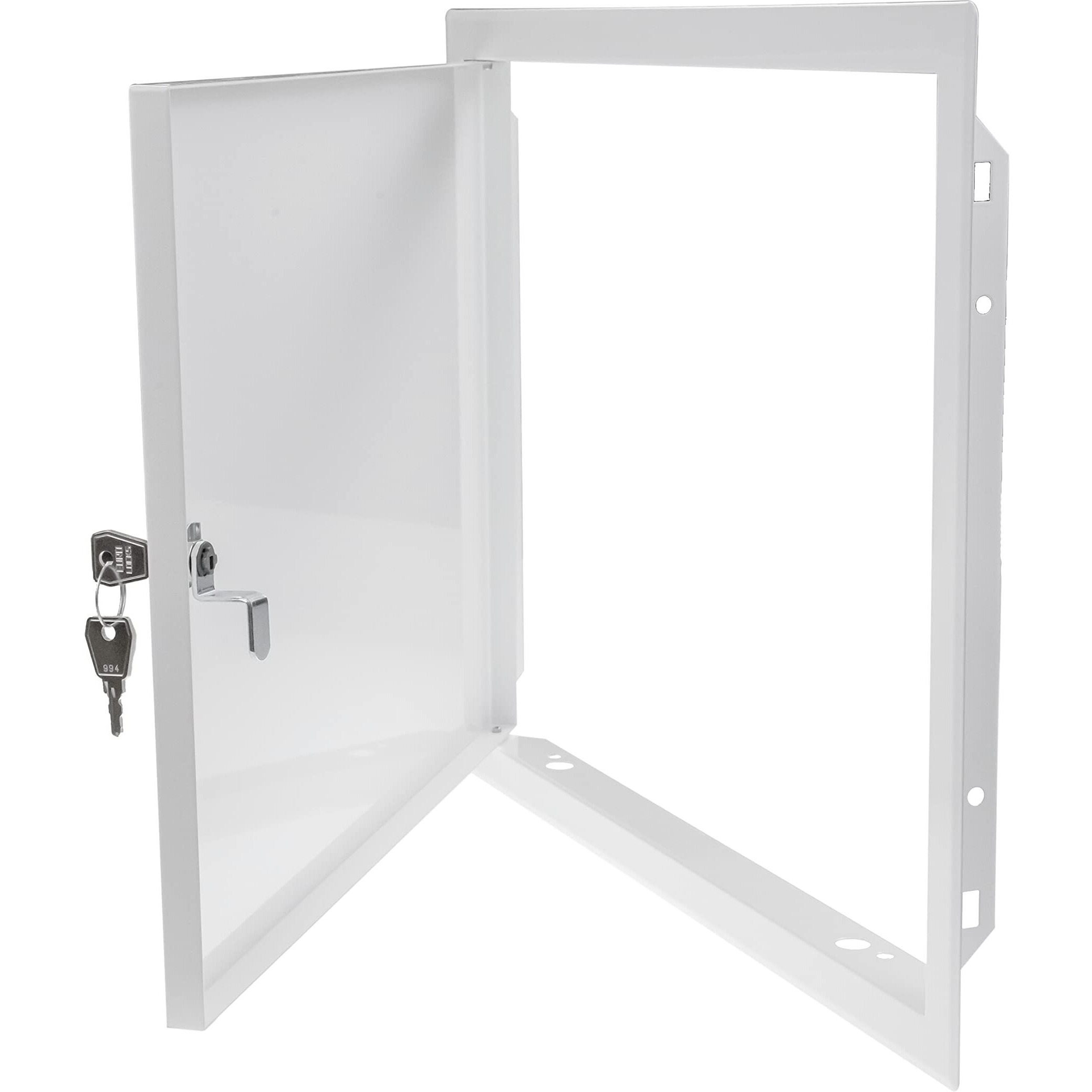 16"" X 12"" Inch Lockable Steel Access Panel Door With Key Set - For Indoor Use - Opening Flap Cover Plate - Box Door Lock - Door Latch - Inspection Hatch - White Polymer Coating