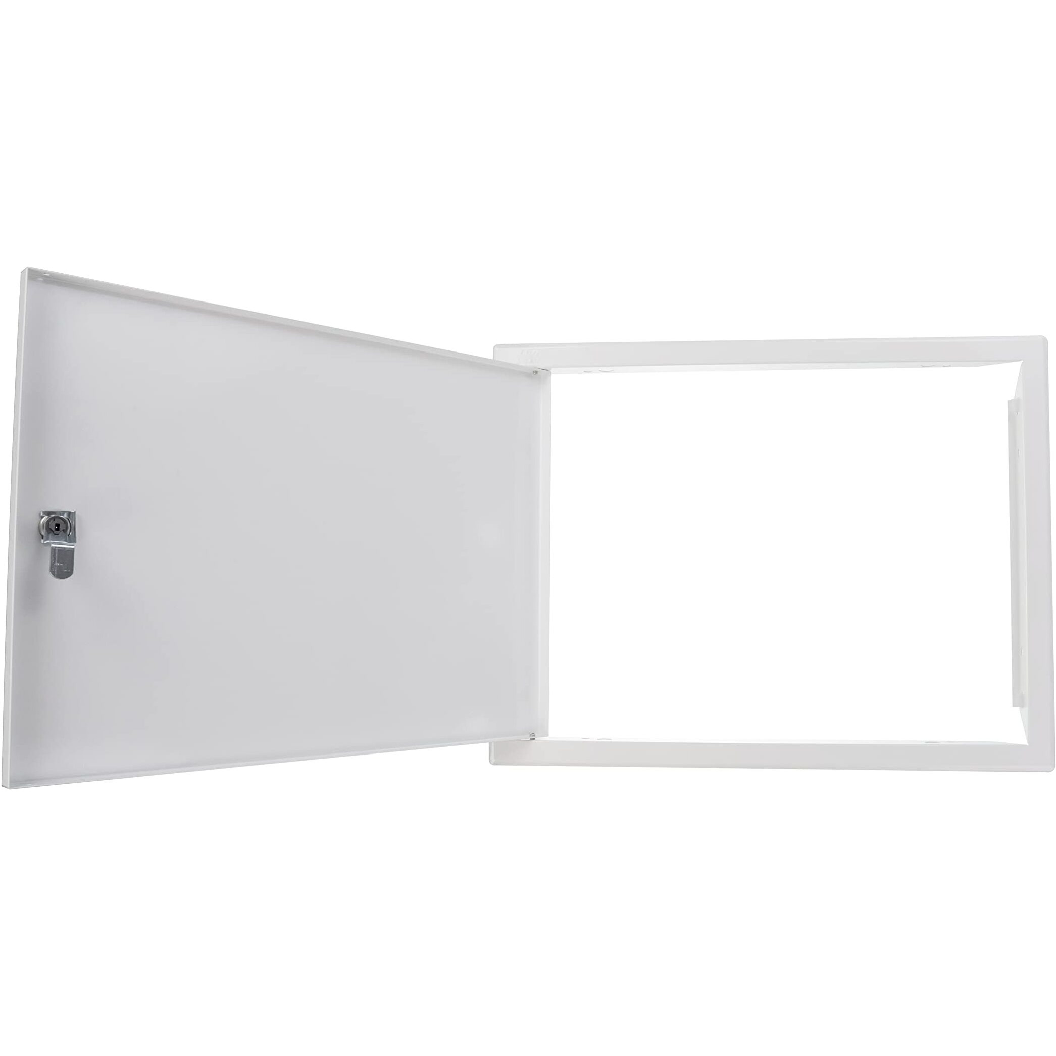 16"" X 12"" Inch Lockable Steel Access Panel Door With Key Set - For Indoor Use - Opening Flap Cover Plate - Box Door Lock - Door Latch - Inspection Hatch - White Polymer Coating