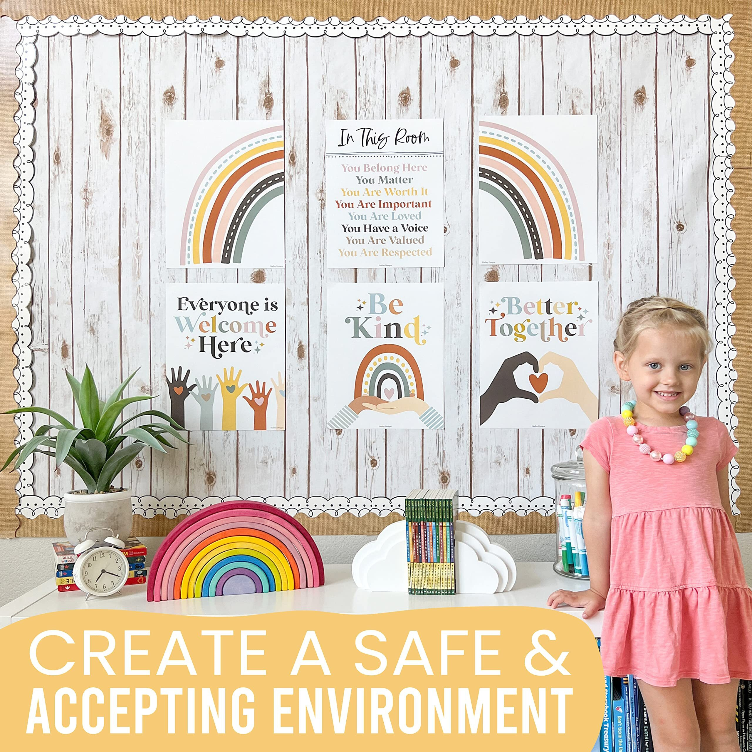 Hadley Designs 6 Rainbow Diversity Posters For Classroom, Multicultural Posters For Classroom, Classroom Posters For Teacher Wall Decor, Teacher Posters For Classroom Elementary